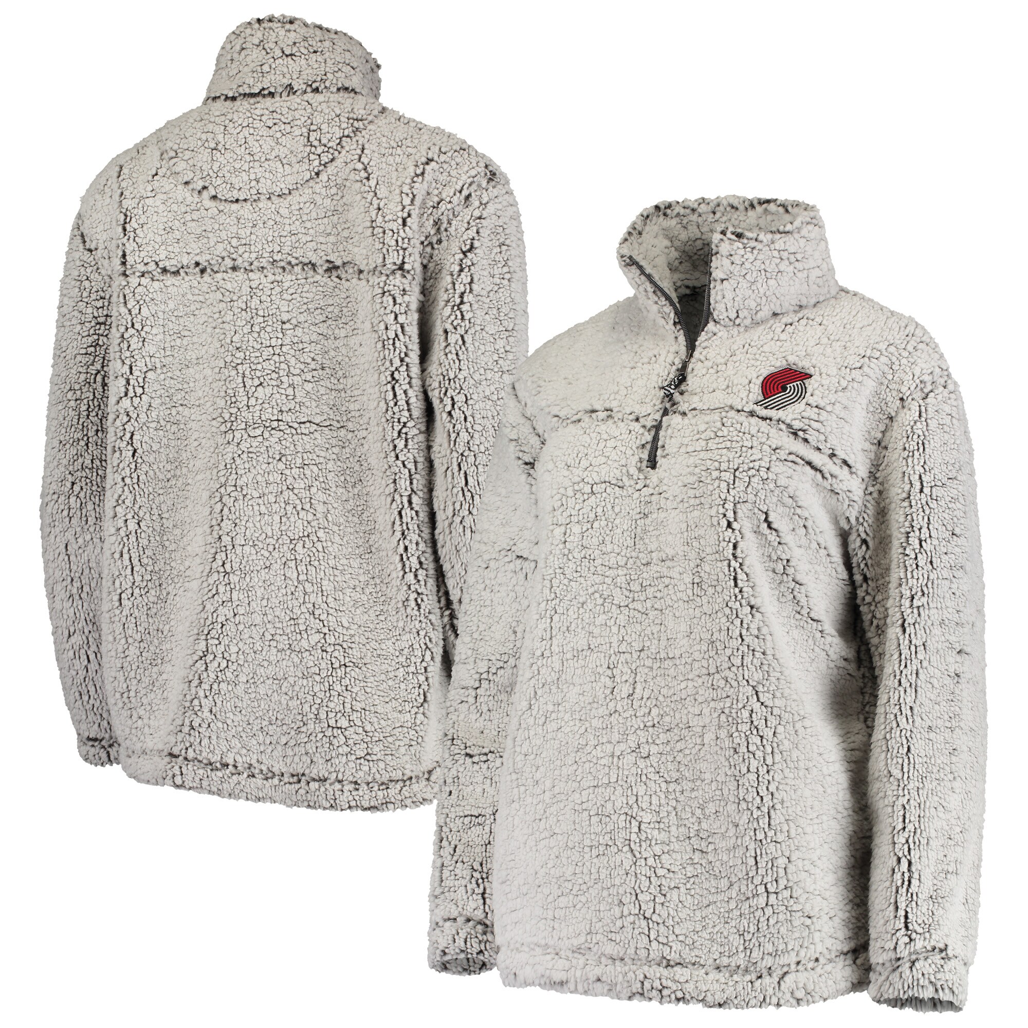 Portland Trail Blazers G-III Sports by Carl Banks Women's Sherpa Quarter-Zip Pullover Jacket - Gray