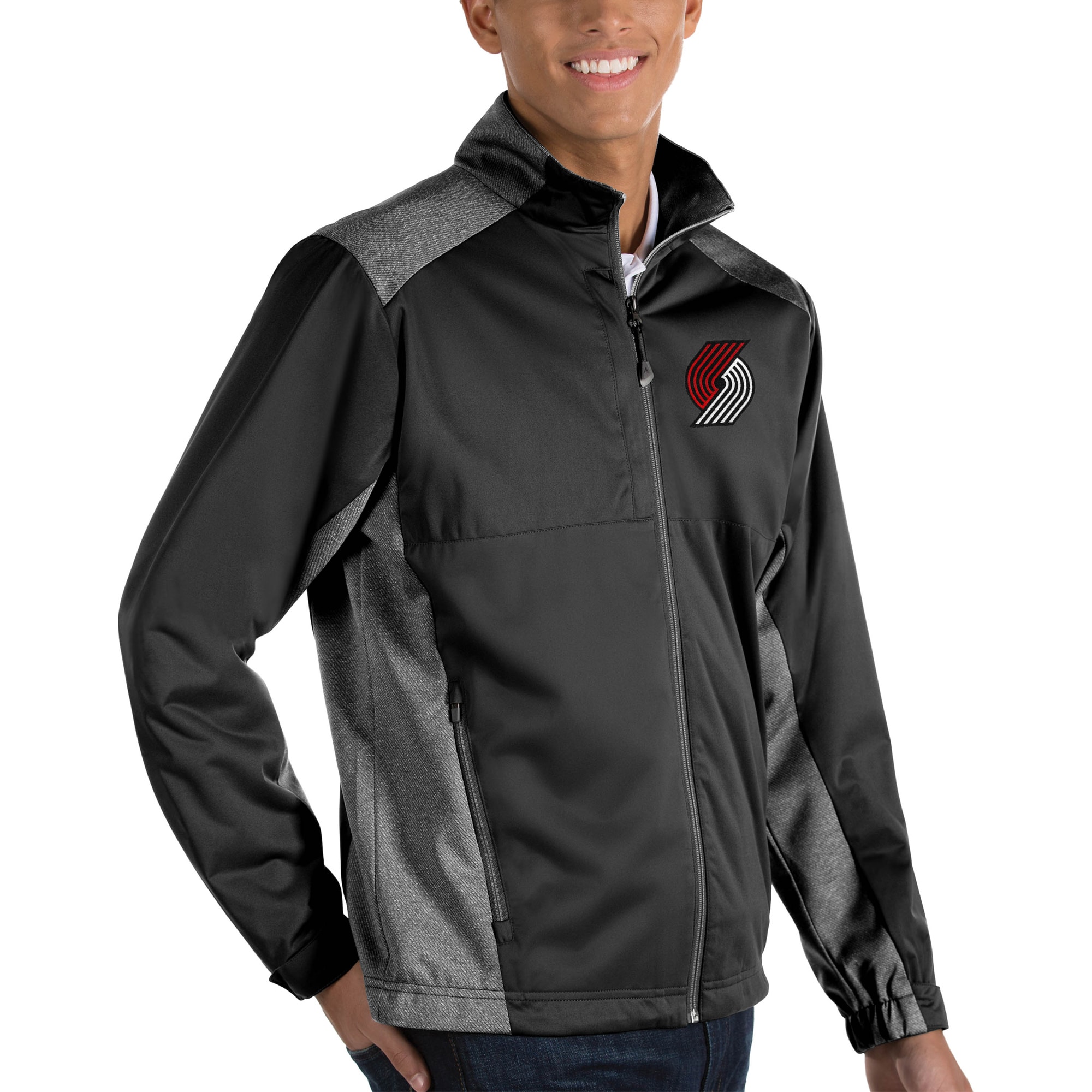 Portland Trail Blazers Antigua Revolve Big & Tall Full-Zip Jacket - Black