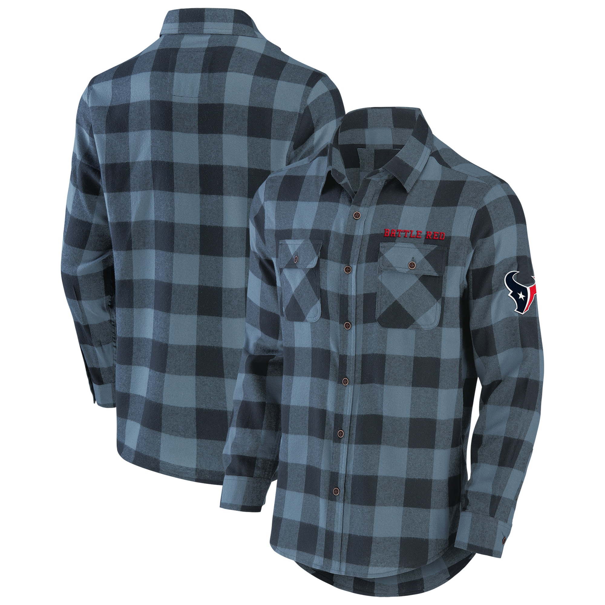Men's NFL x Darius Rucker Collection by Fanatics Navy Houston Texans Flannel Long Sleeve Button-Up Shirt