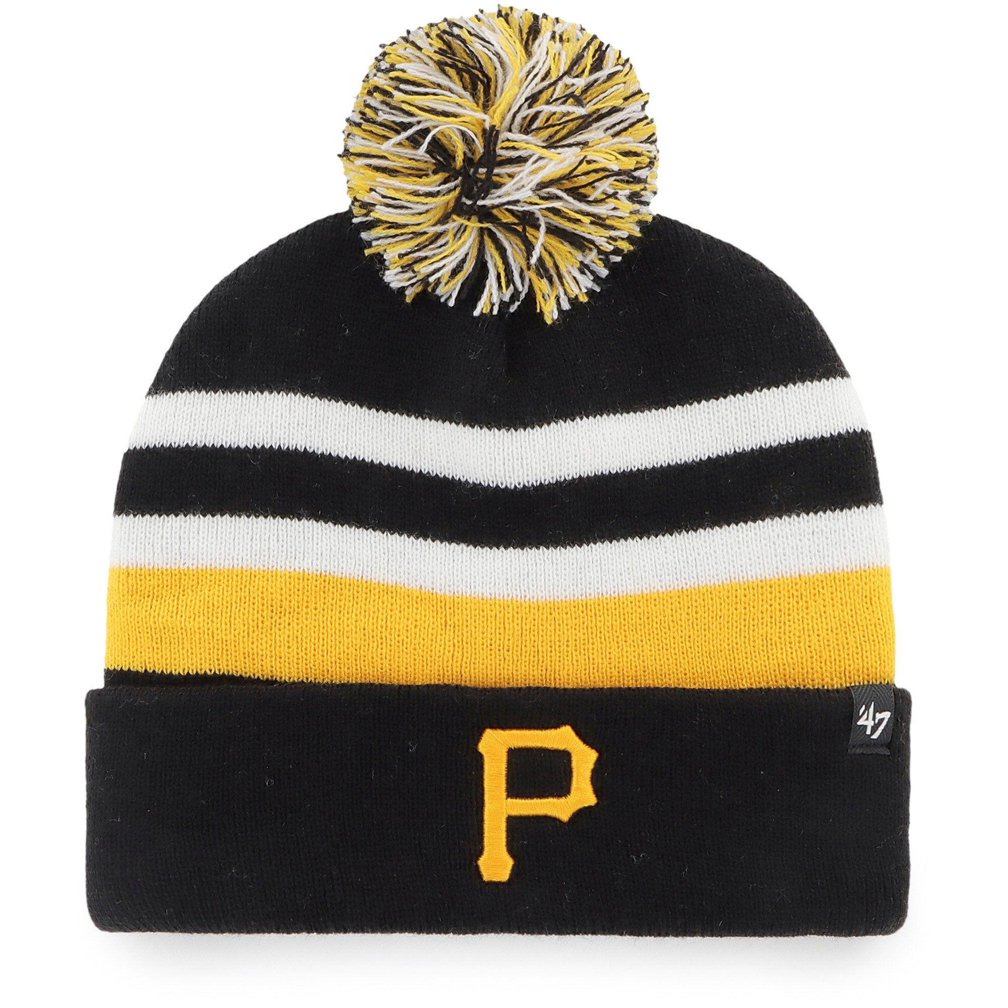 Men's '47 Black Pittsburgh Pirates State Line Cuffed Knit Hat with Pom