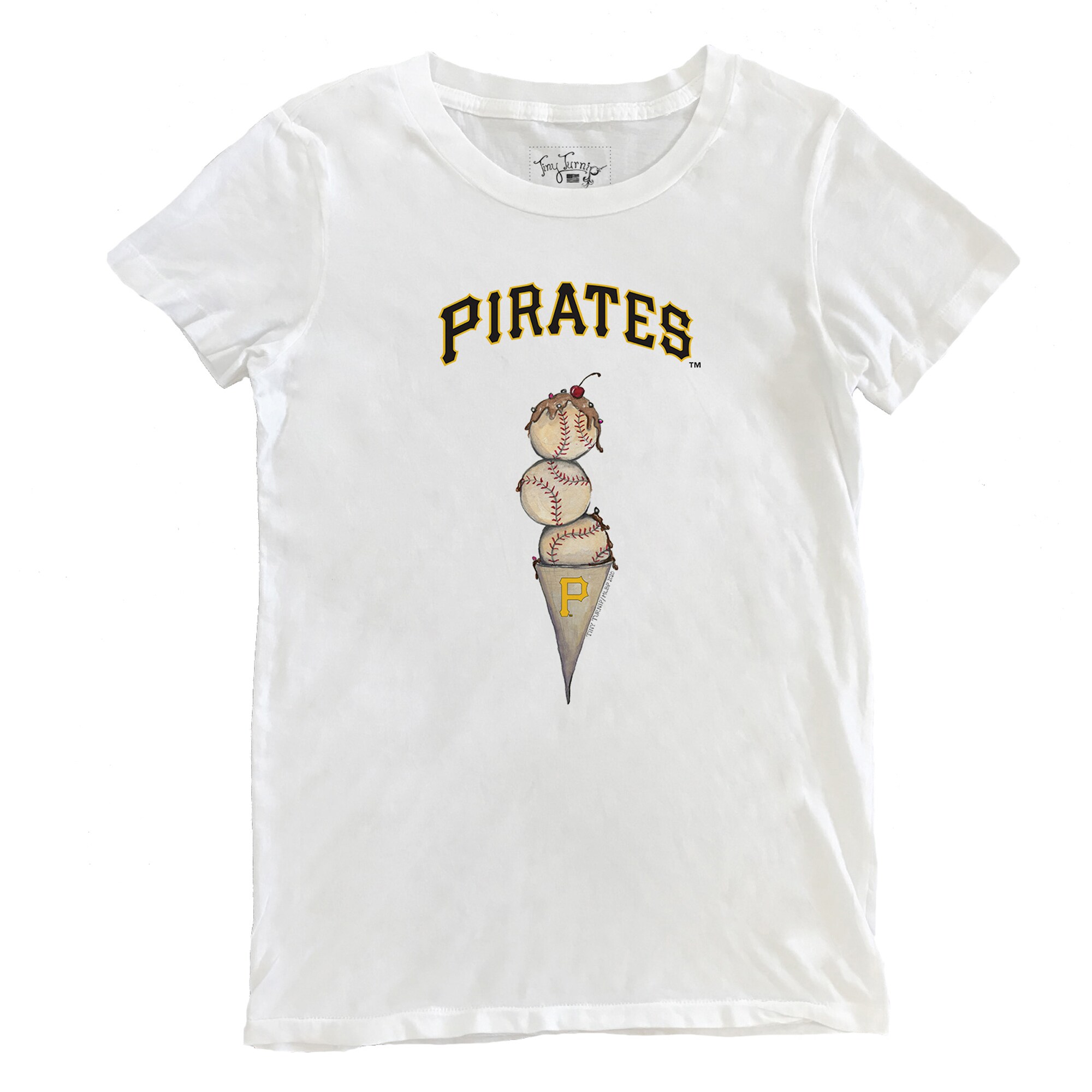 Women's Tiny Turnip White Pittsburgh Pirates Triple Scoop T-Shirt