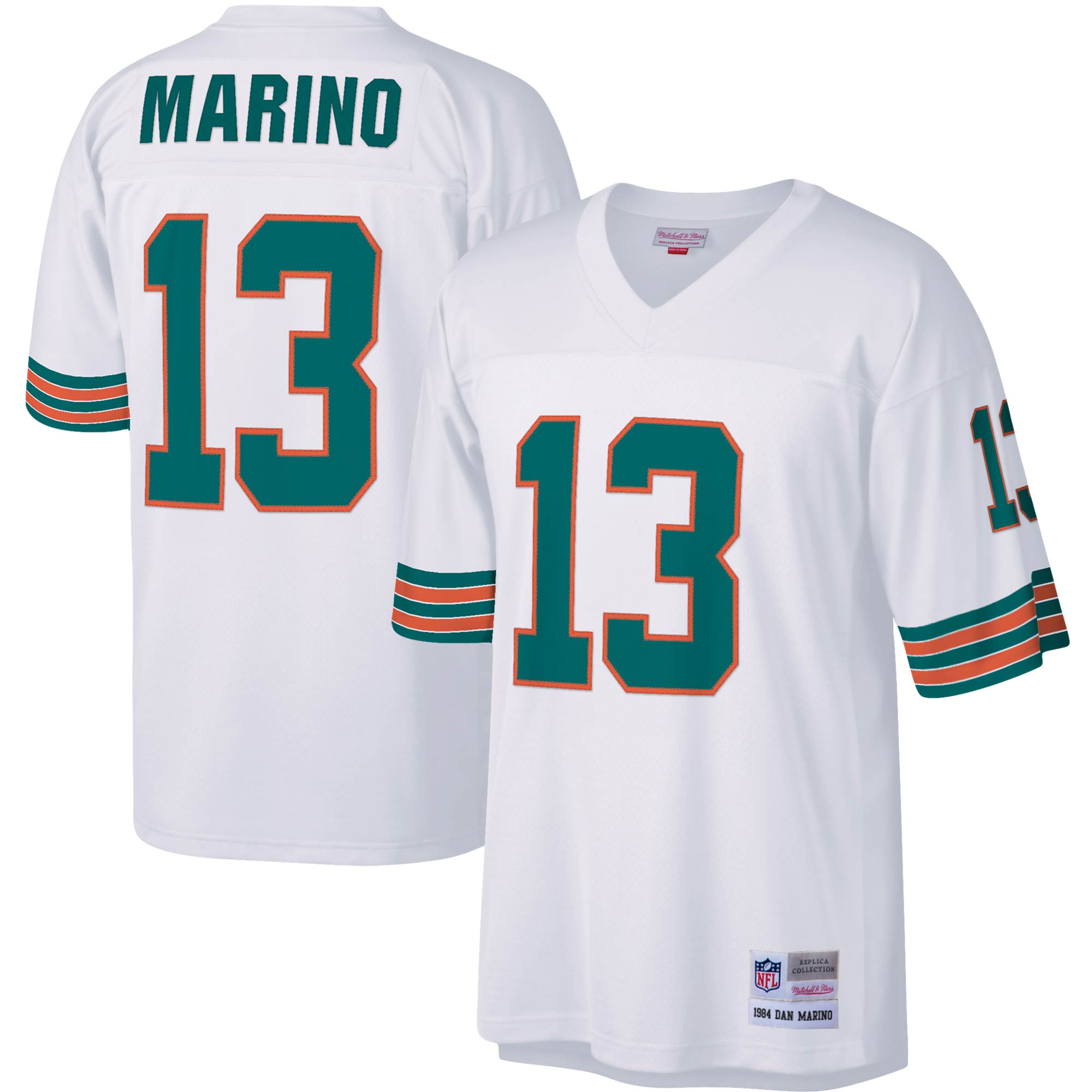 Men's Mitchell & Ness Dan Marino White Miami Dolphins 1984 Legacy Replica Jersey