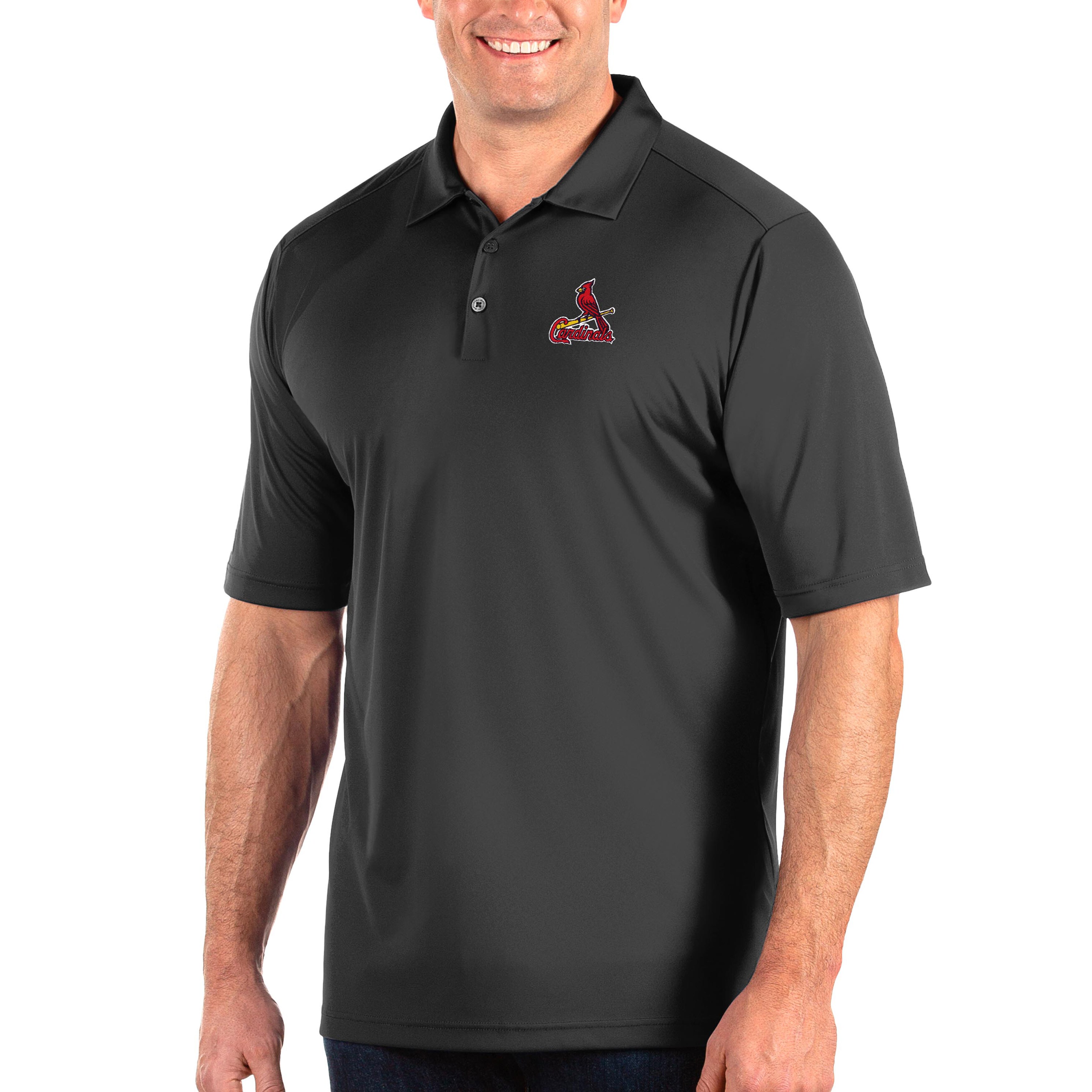 Men's Antigua Gray St. Louis Cardinals Big & Tall Tribute Polo