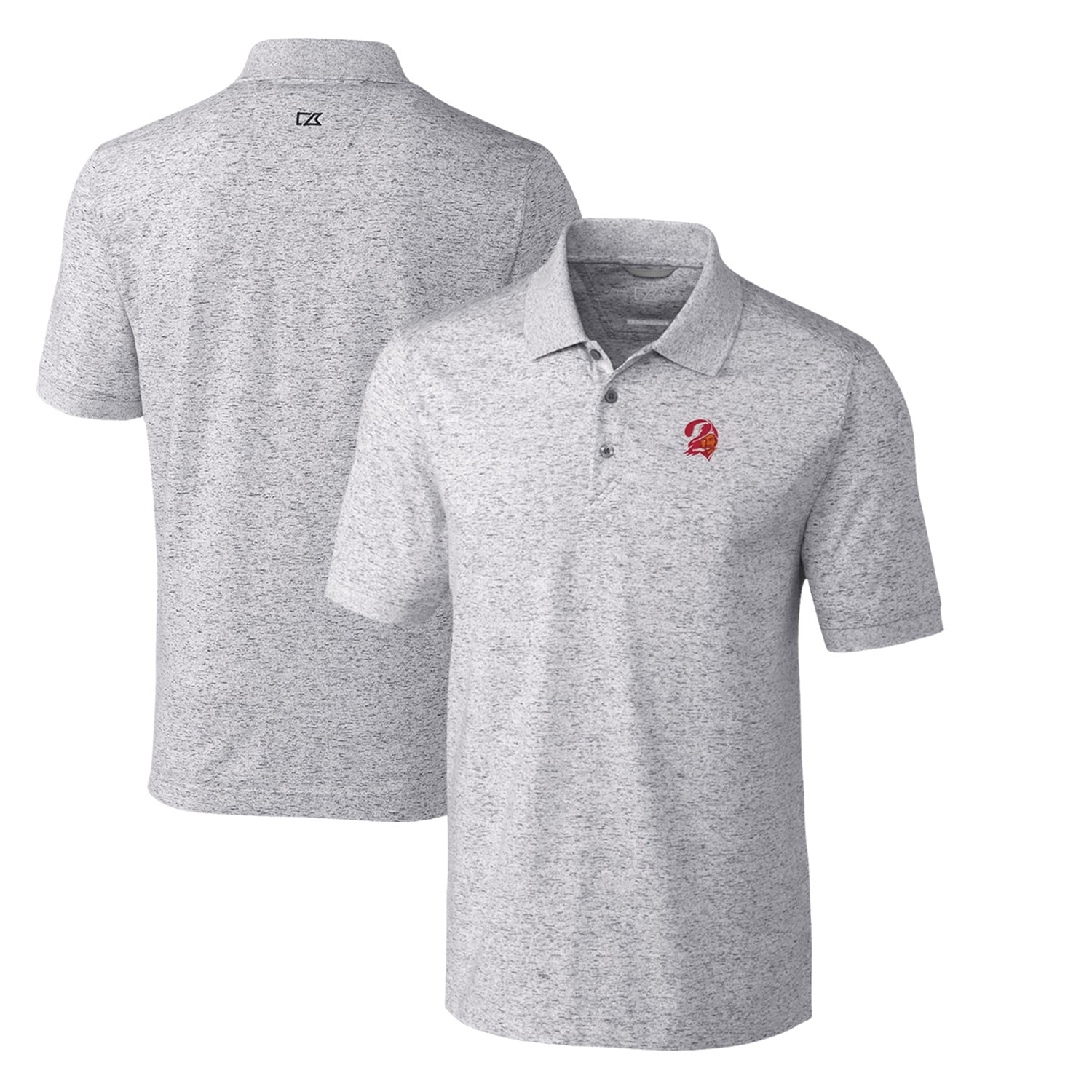 Men's Cutter & Buck Pewter Tampa Bay Buccaneers Advantage Tri-Blend Space Dye Big & Tall Throwback Polo
