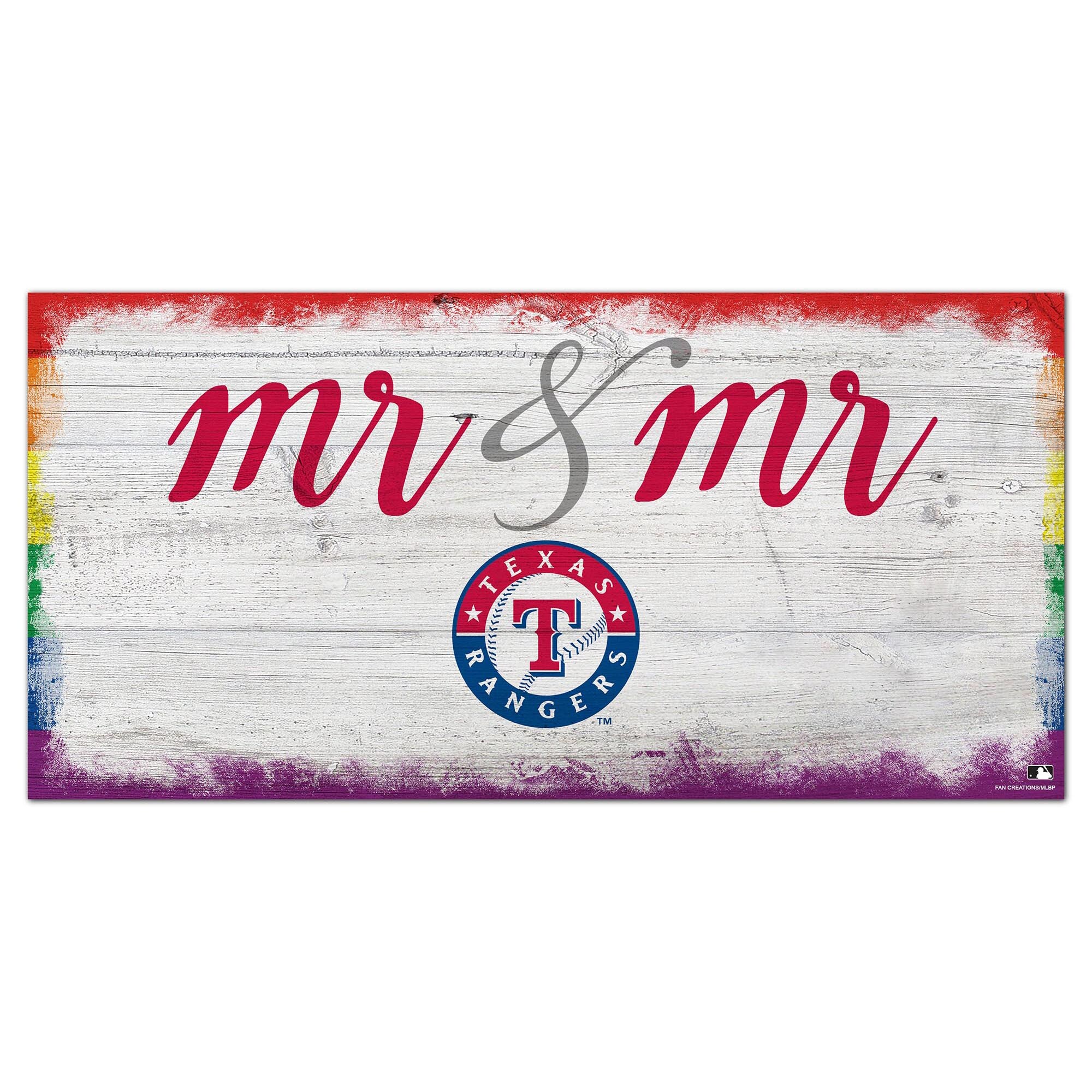 Texas Rangers 6'' x 12'' Pride Mr & Mr Sign