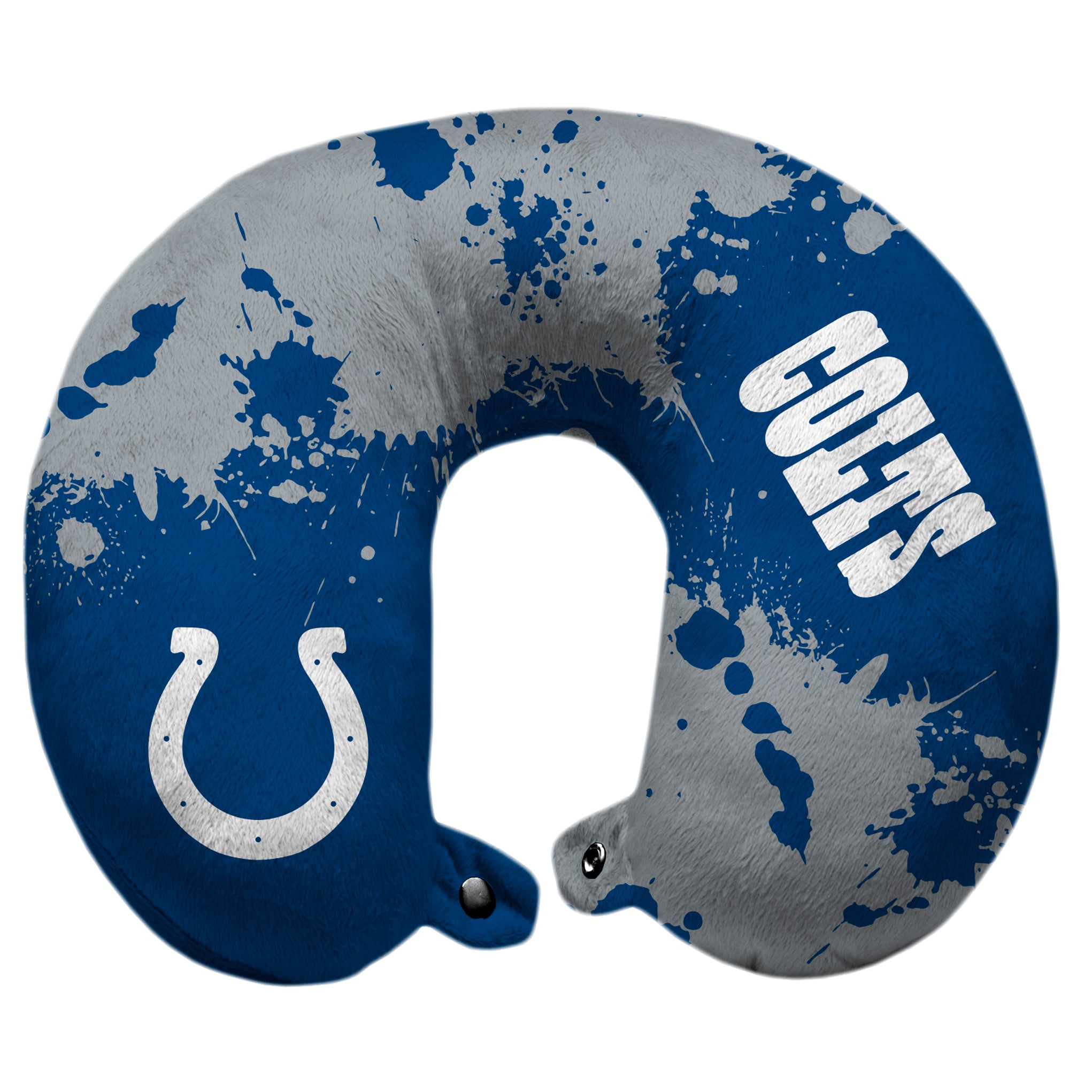 Indianapolis Colts Splatter Polyester Snap Closure Travel Pillow - Blue