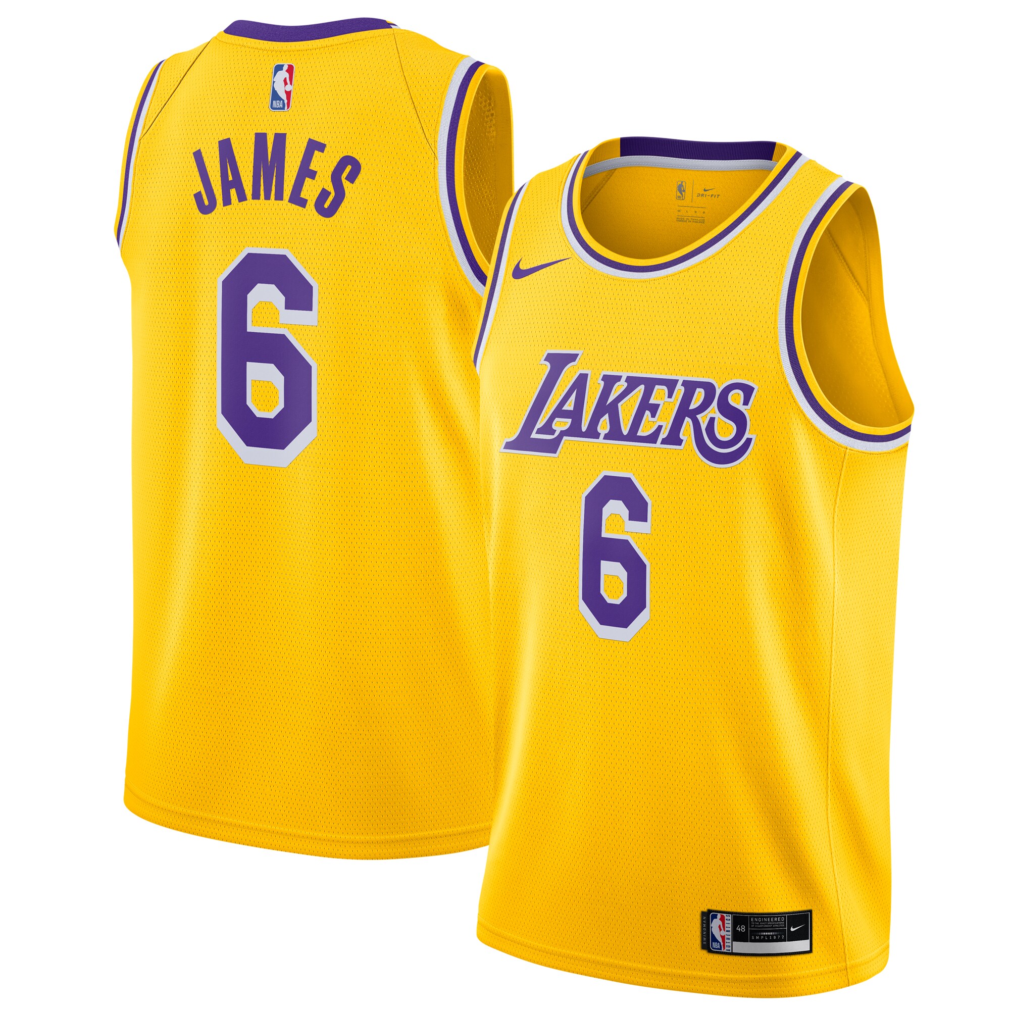 Men's Nike LeBron James Gold Los Angeles Lakers 2021/22 #6 Swingman Player Jersey - Icon Edition