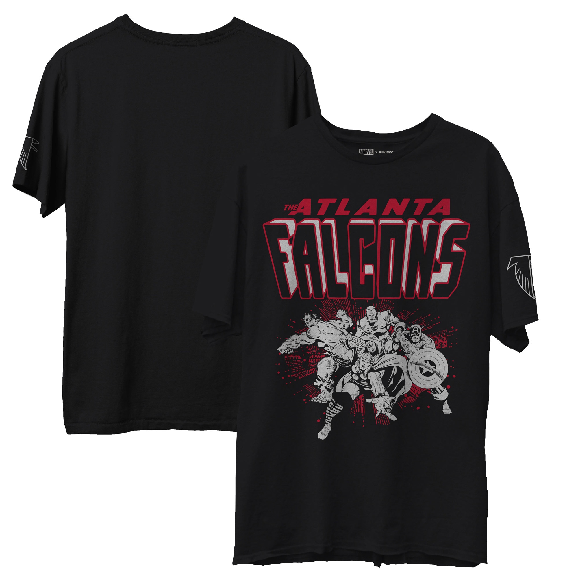 Men's Junk Food Black Atlanta Falcons Marvel T-Shirt