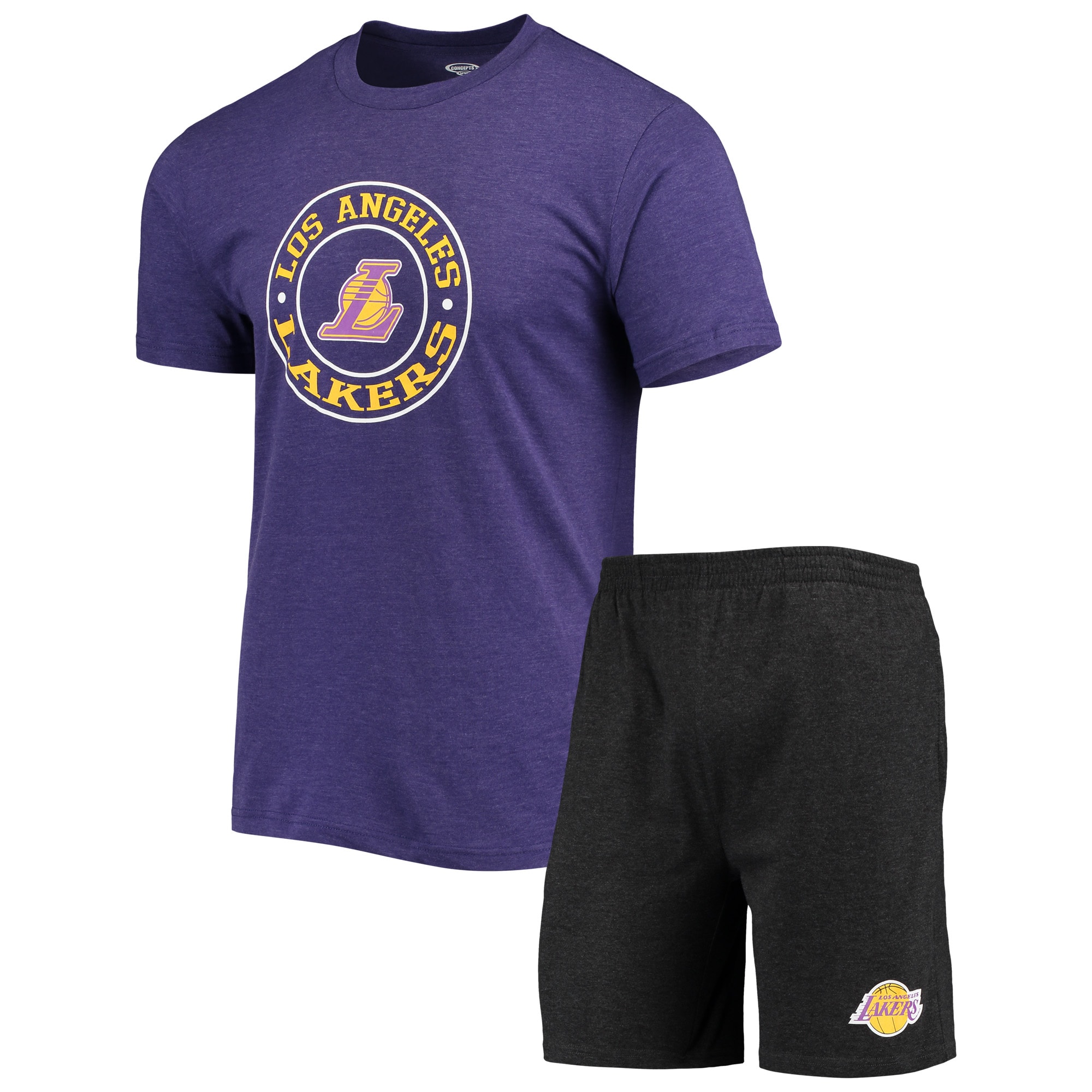 Men's Concepts Sport Black/Purple Los Angeles Lakers T-Shirt & Shorts Sleep Set