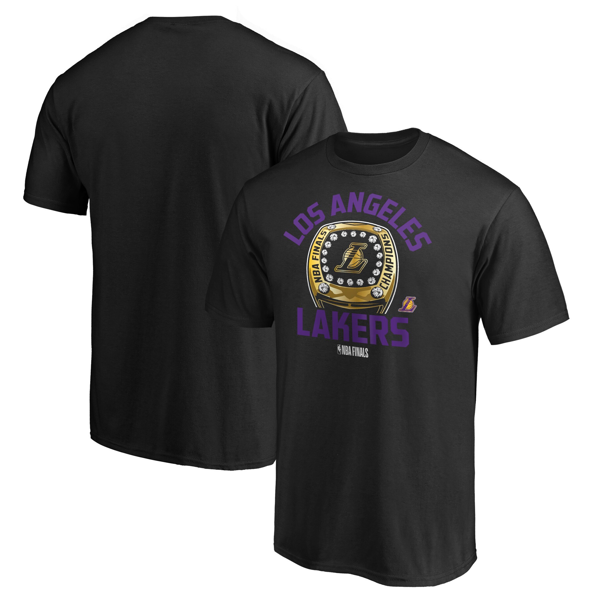 Men's Fanatics Branded Black Los Angeles Lakers 2020 NBA Finals Champions Finger Roll Ring T-Shirt