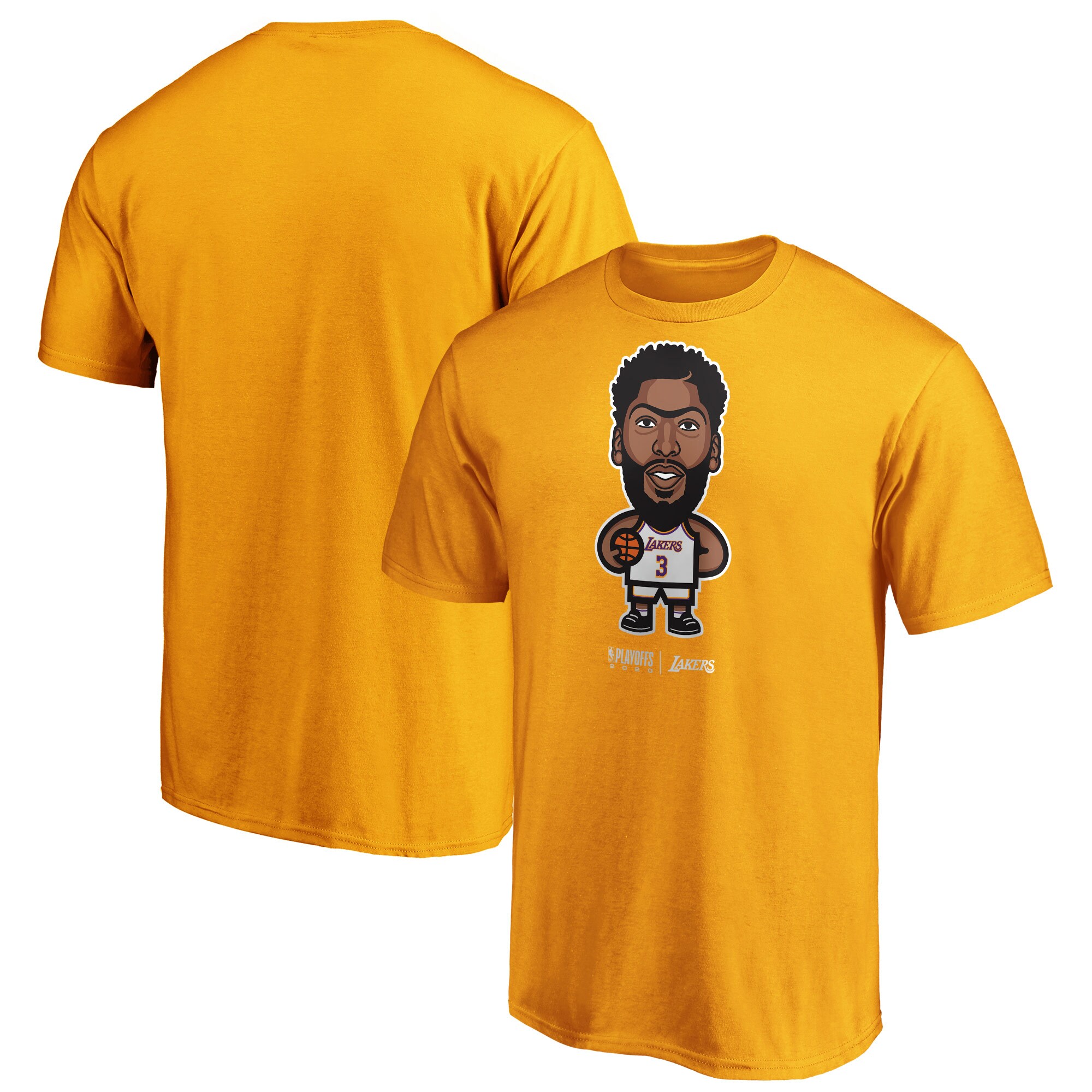 Men's Fanatics Branded Anthony Davis Gold Los Angeles Lakers 2020 NBA Playoffs Star Player T-Shirt