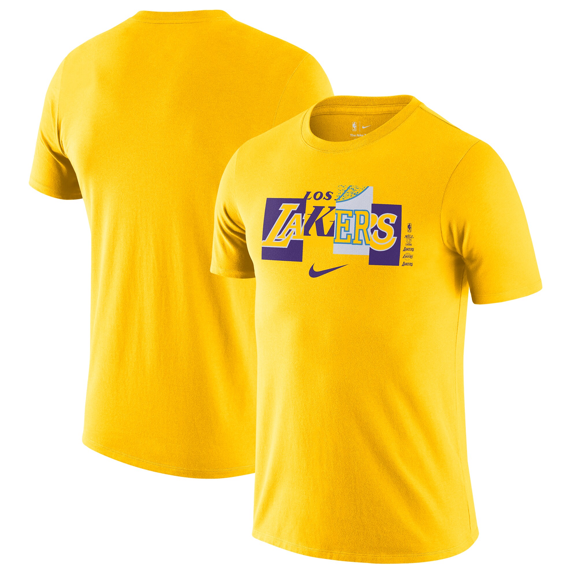 Men's Nike Gold Los Angeles Lakers 2021/22 City Edition Essential Wordmark Collage T-Shirt