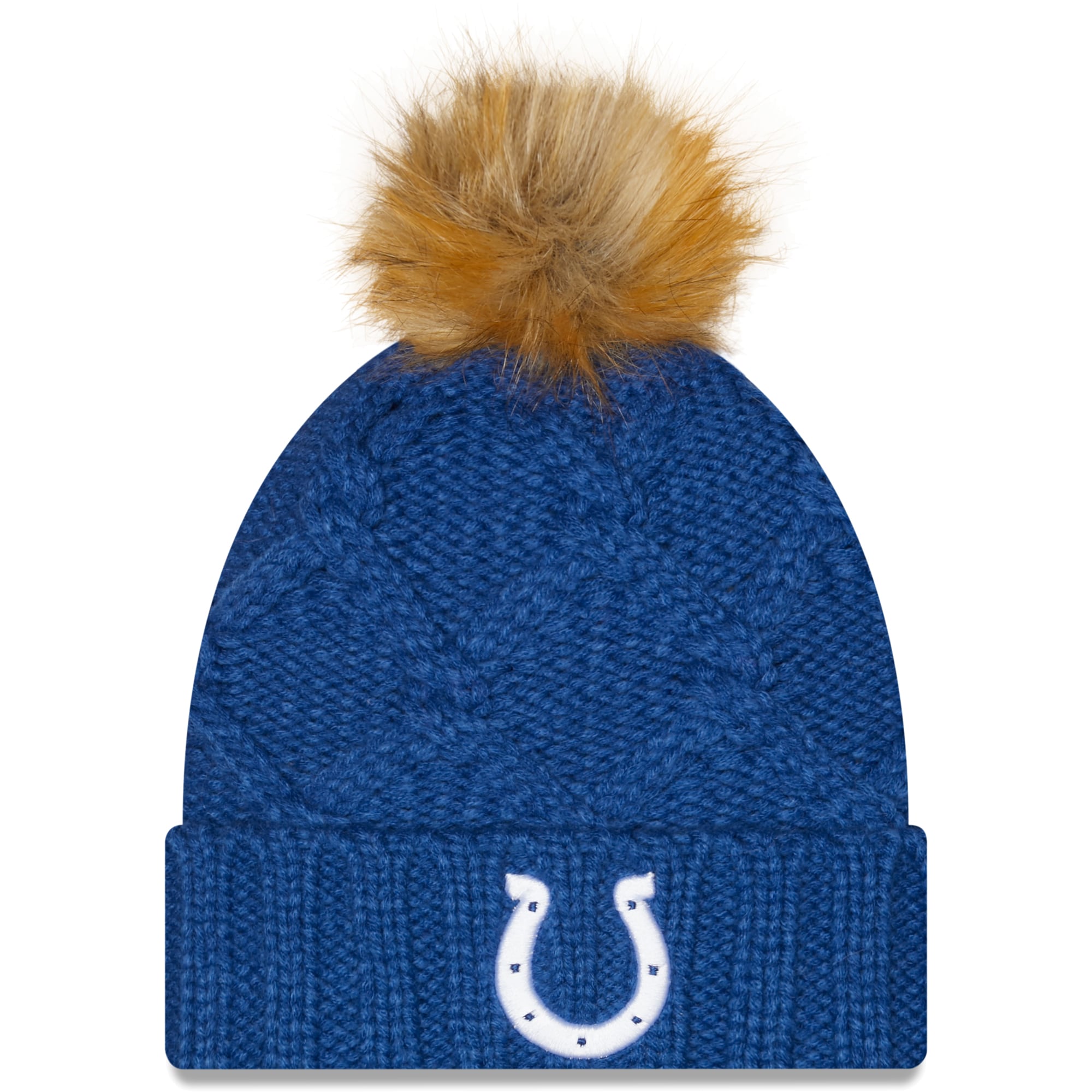 Women's New Era Royal Indianapolis Colts Luxe Cuffed Knit Hat with Pom