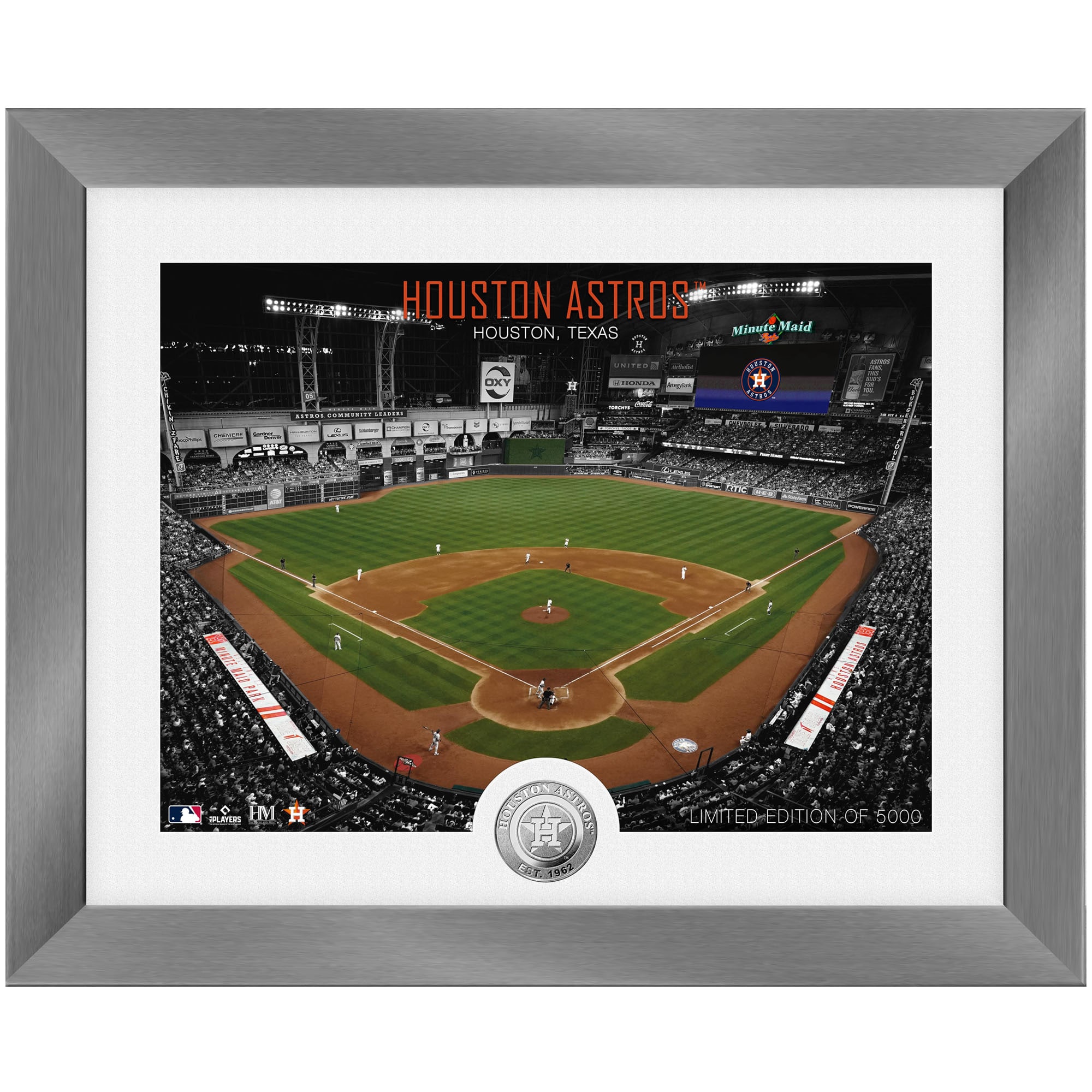 Highland Mint Houston Astros 13'' x 16'' Art Deco Silver Coin Photo Mint