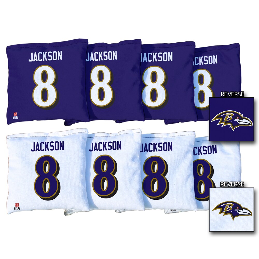 Lamar Jackson Baltimore Ravens 8-Piece Regulation Corn-Filled Cornhole Bag Set