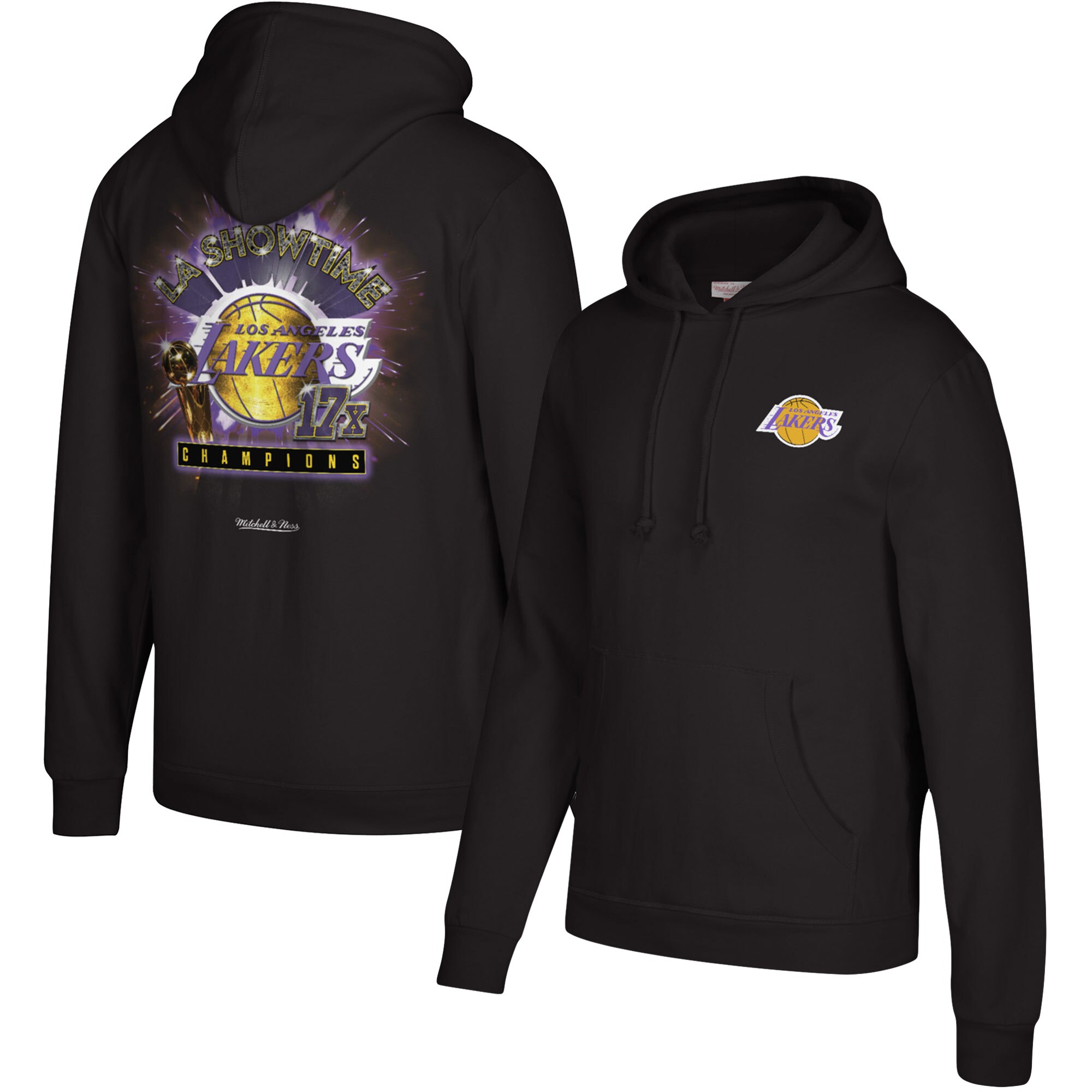 Men's Mitchell & Ness Black Los Angeles Lakers Showtime 17X Pullover Hoodie