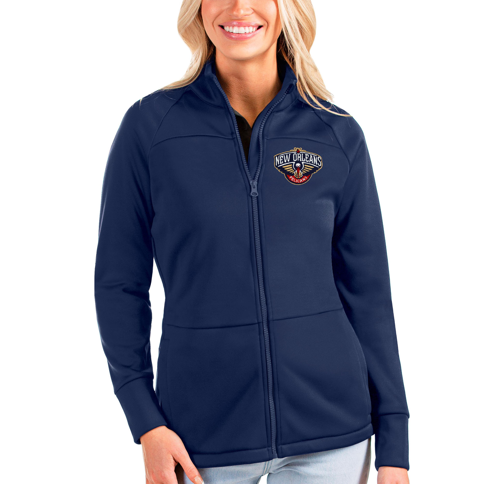 Women's Antigua Navy New Orleans Pelicans Links Full-Zip Golf Jacket