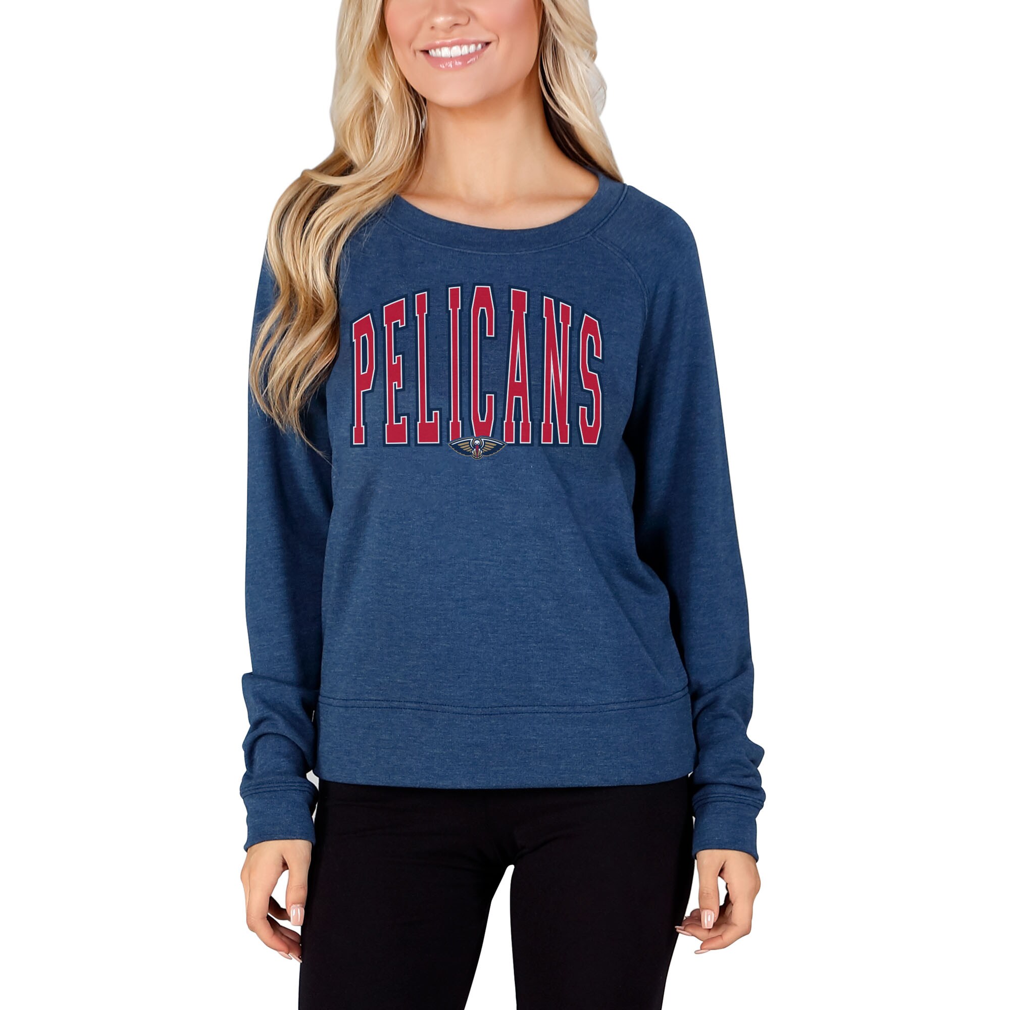 Women's Concepts Sport Navy New Orleans Pelicans Mainstream Terry Long Sleeve T-Shirt