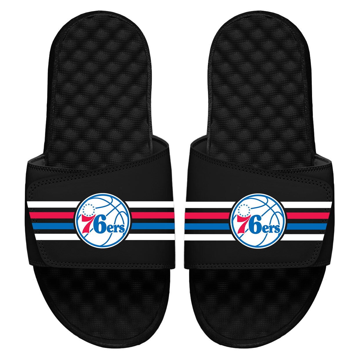 Men's ISlide Black Philadelphia 76ers Stripes Slide Sandals