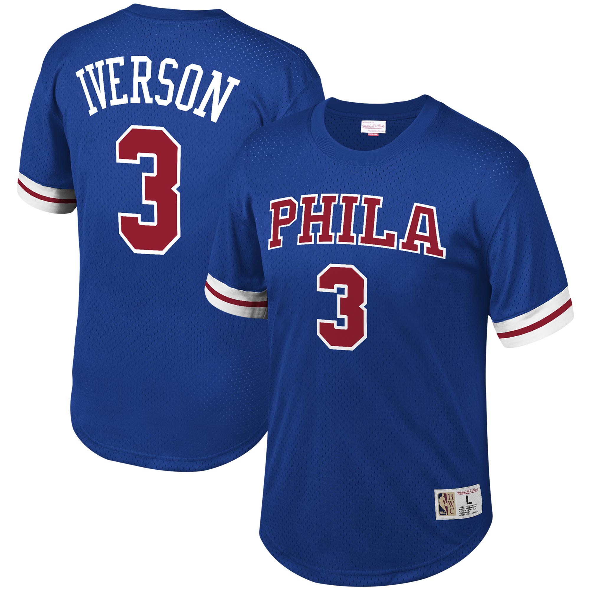 Men's Mitchell & Ness Allen Iverson Royal Philadelphia 76ers Mesh T-Shirt