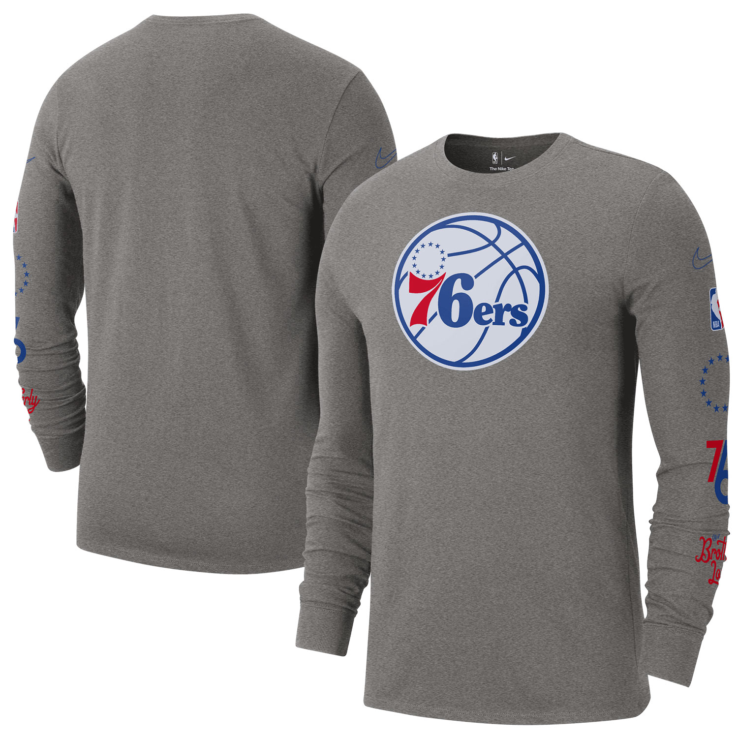 Men's Nike Heather Charcoal Philadelphia 76ers 2022/23 City Edition Essential Expressive Long Sleeve T-Shirt