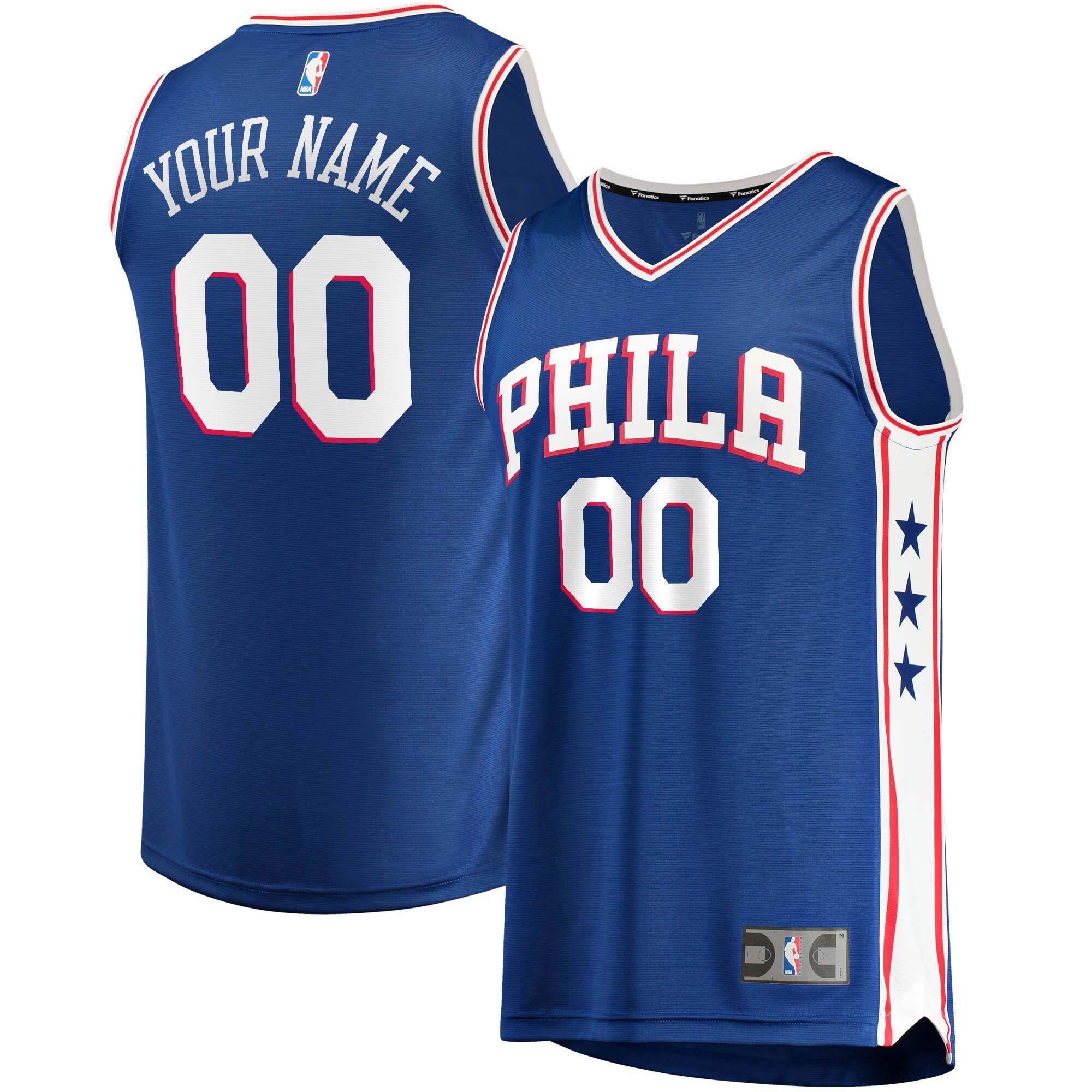 Men's Fanatics Branded Royal Philadelphia 76ers Fast Break Custom Replica Jersey - Icon Edition