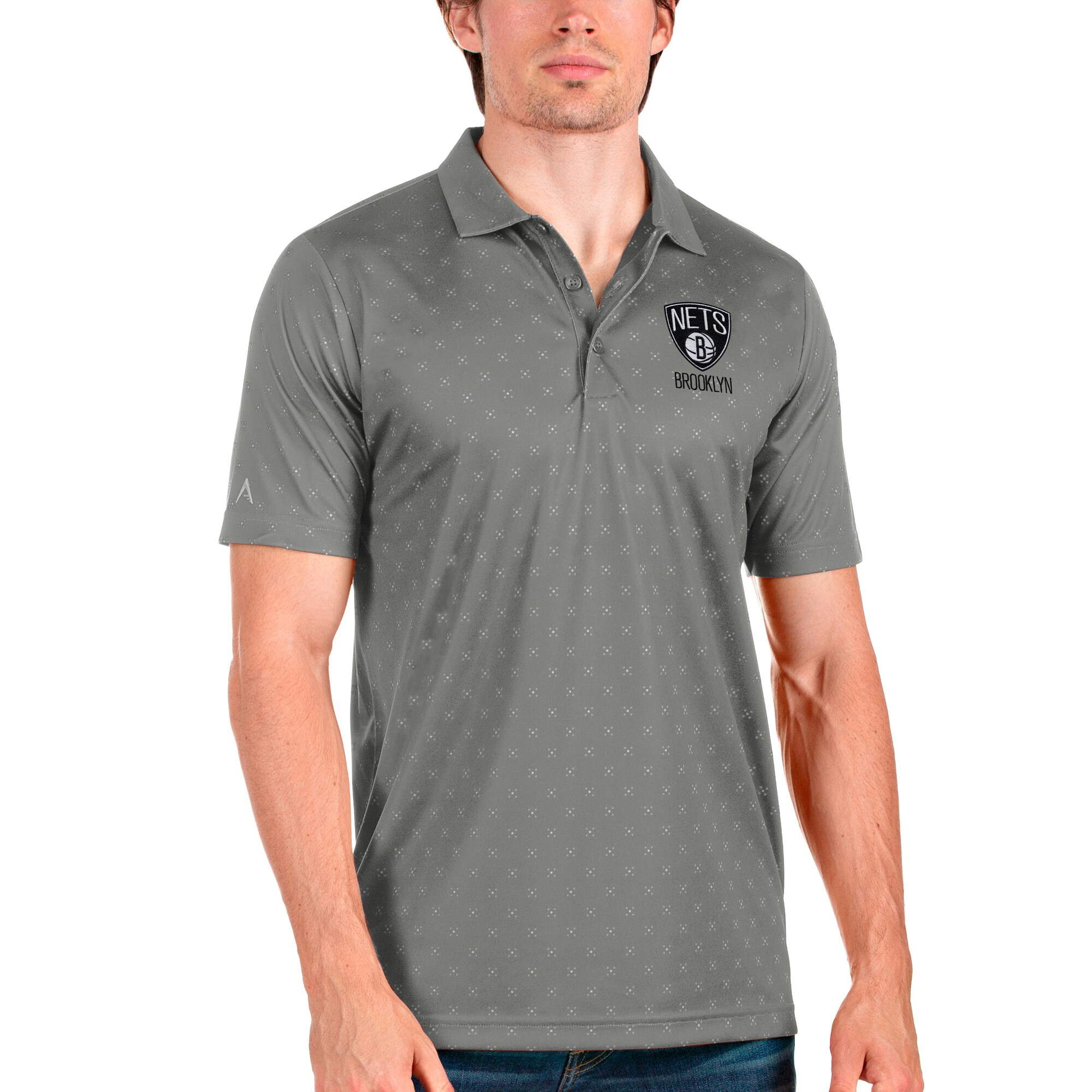 Men's Antigua Steel Brooklyn Nets Spark Polo