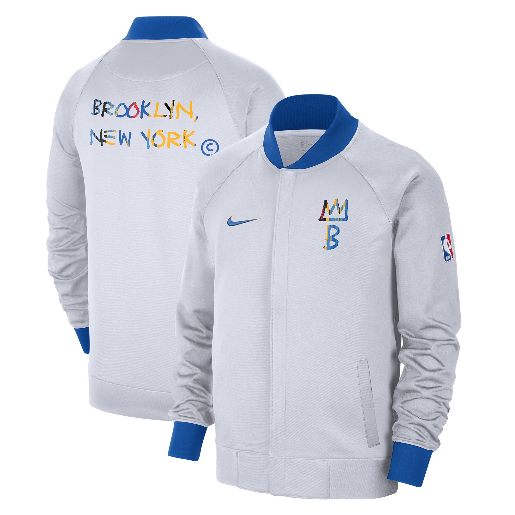 Men's Nike White/Royal Brooklyn Nets 2022/23 City Edition Showtime Thermaflex Full-Zip Jacket