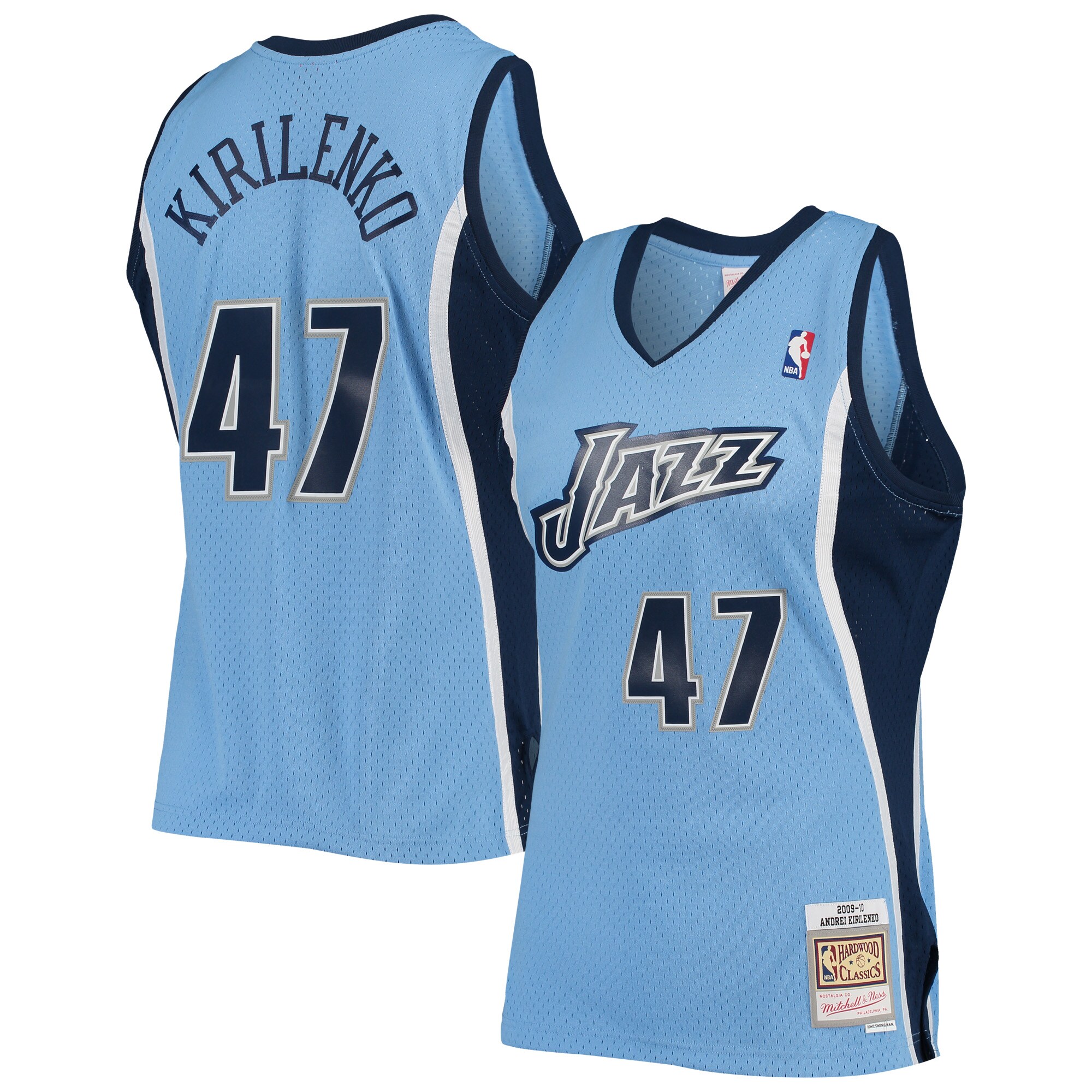 Men's Mitchell & Ness Andrei Kirilenko Powder Blue Utah Jazz 2009-10 Hardwood Classics Swingman Jersey