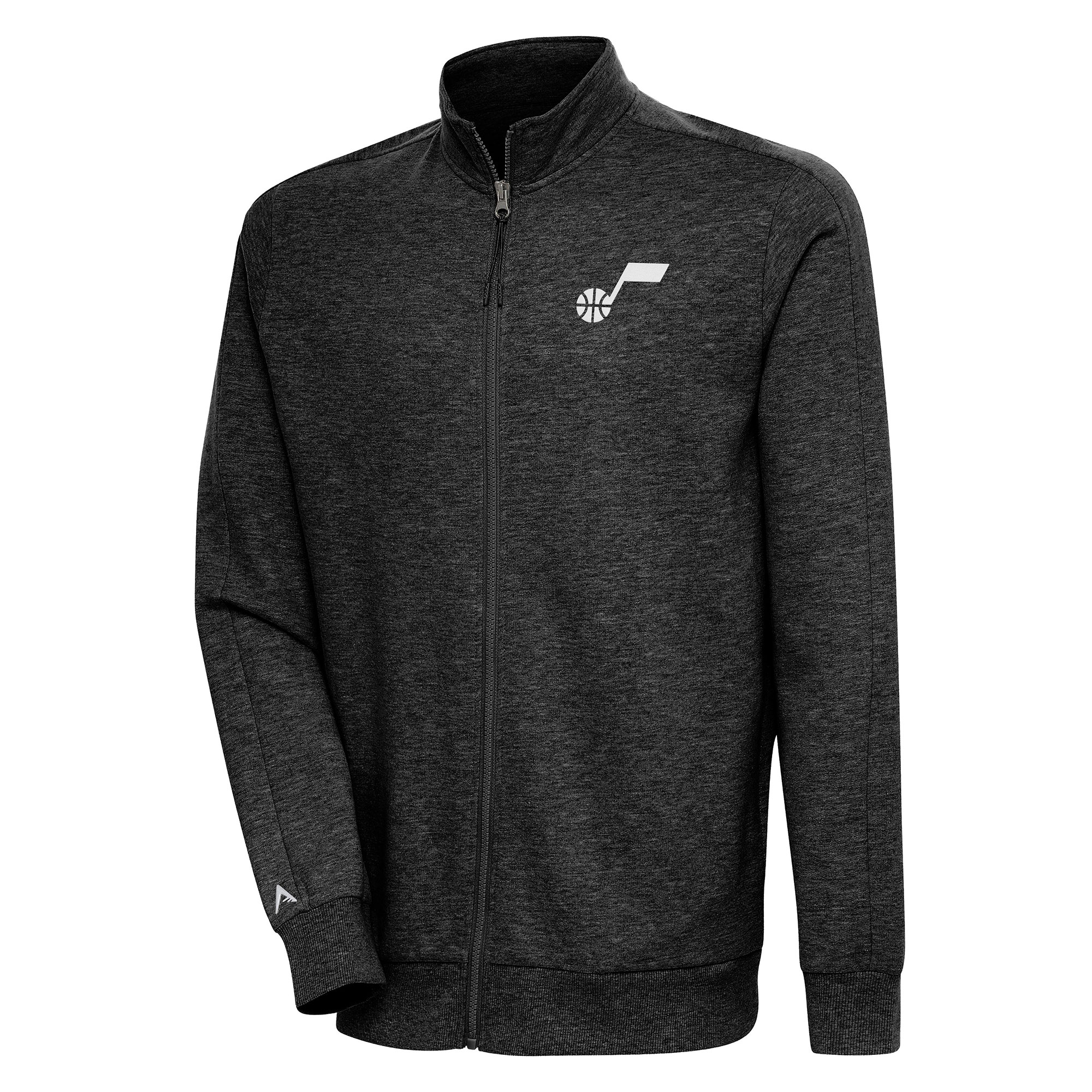 Men's Antigua Heather Black Utah Jazz Action Full-Zip Jacket
