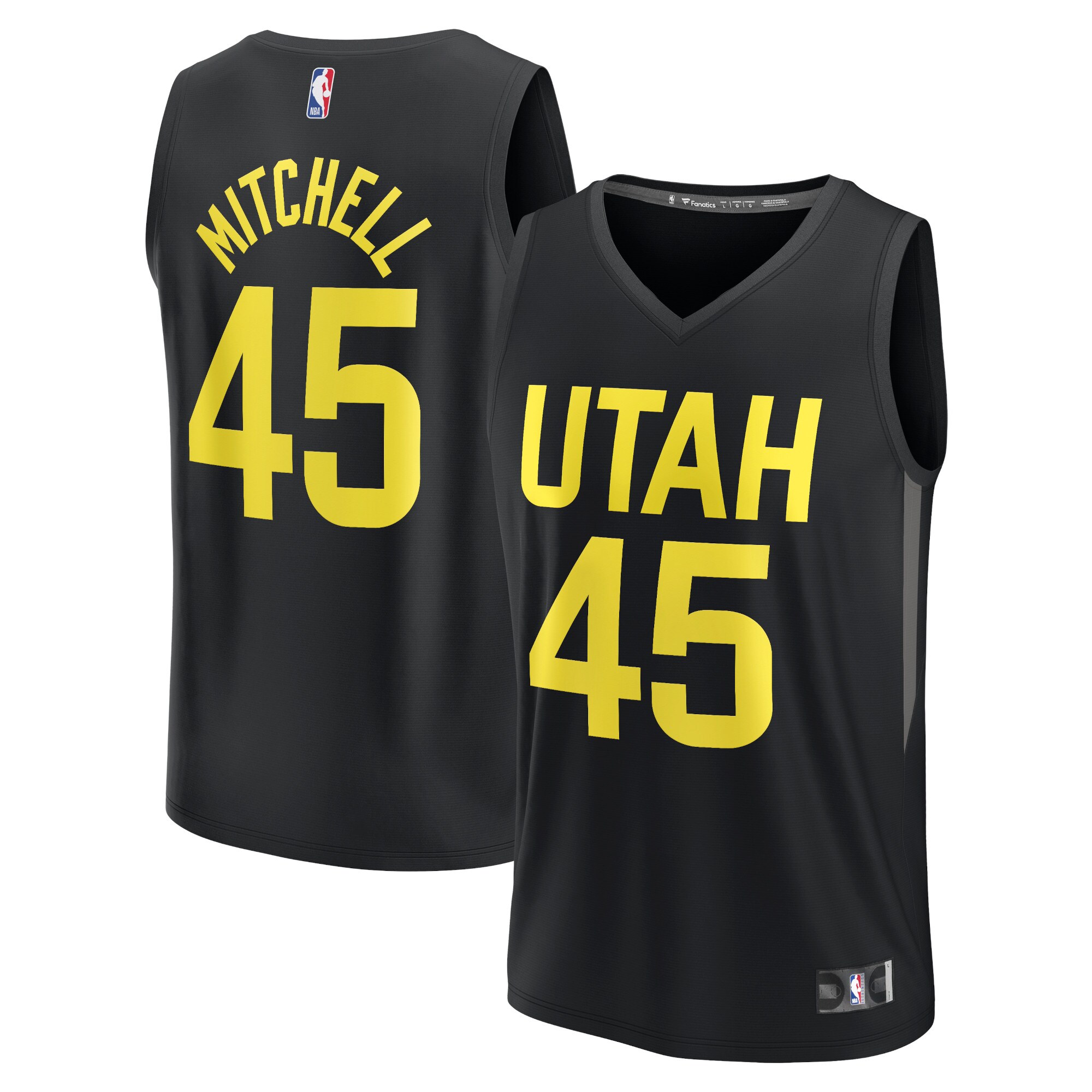 Men's Fanatics Branded Donovan Mitchell Black Utah Jazz 2022/23 Fast Break Replica Player Jersey - Statement Edition