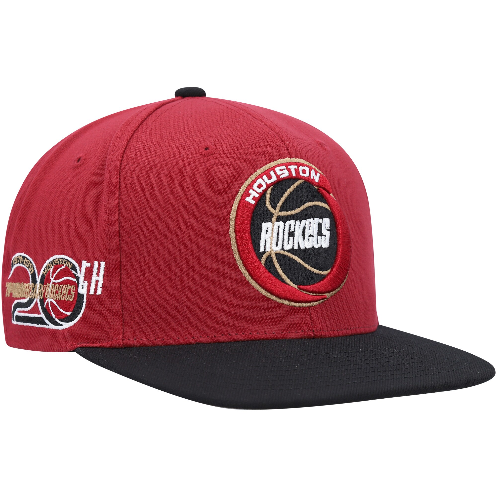 Men's Mitchell & Ness Red Houston Rockets Hardwood Classics Free Bird Snapback Hat