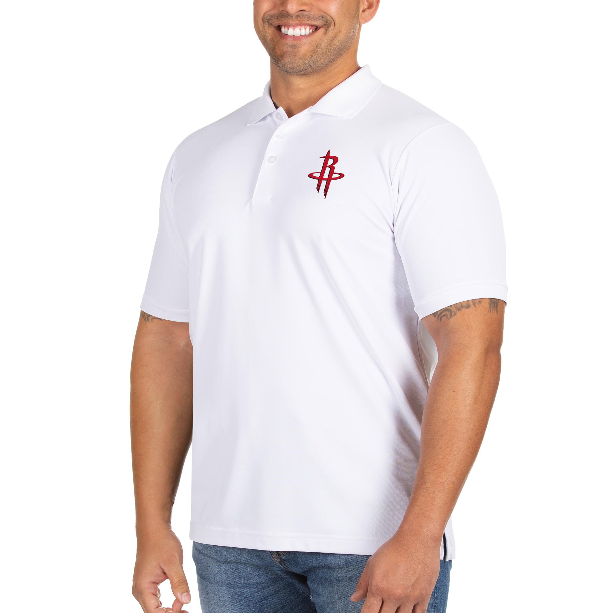 Men's Antigua White Houston Rockets Big & Tall Legacy Pique Polo