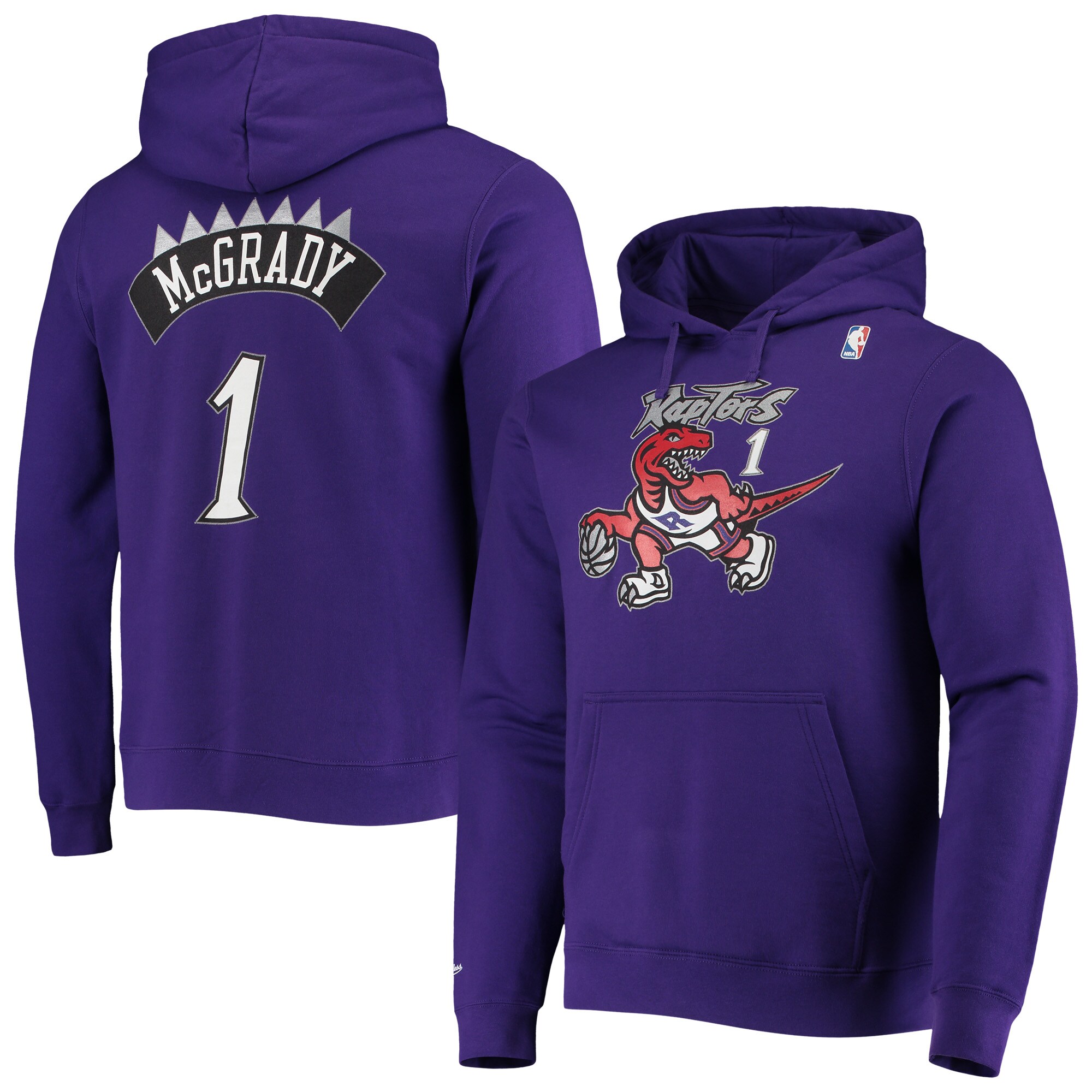 Men's Mitchell & Ness Tracy McGrady Purple Toronto Raptors Hardwood Classics Name & Number Pullover Hoodie