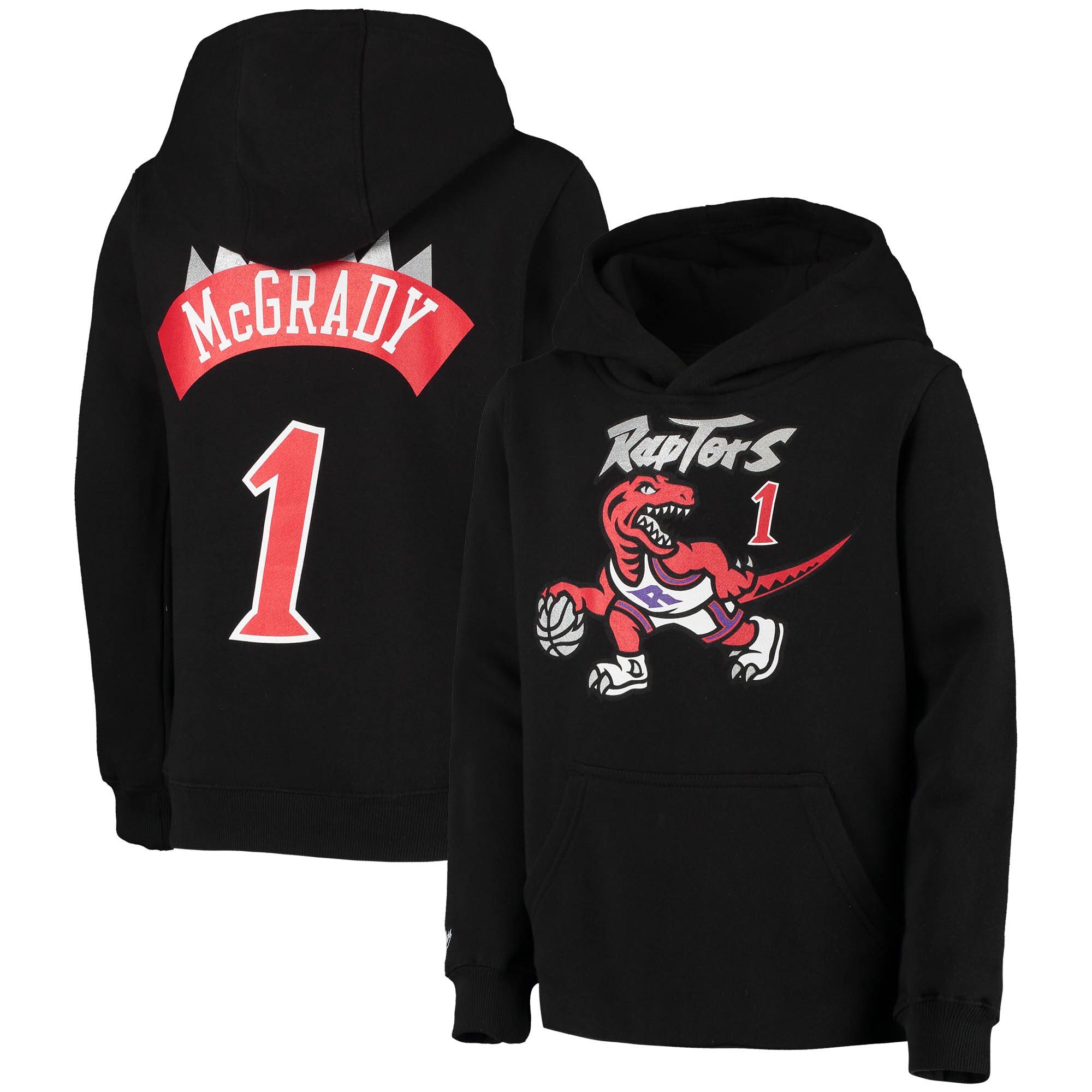 Youth Mitchell & Ness Tracy McGrady Black Toronto Raptors Hardwood Classics Name & Number Pullover Hoodie