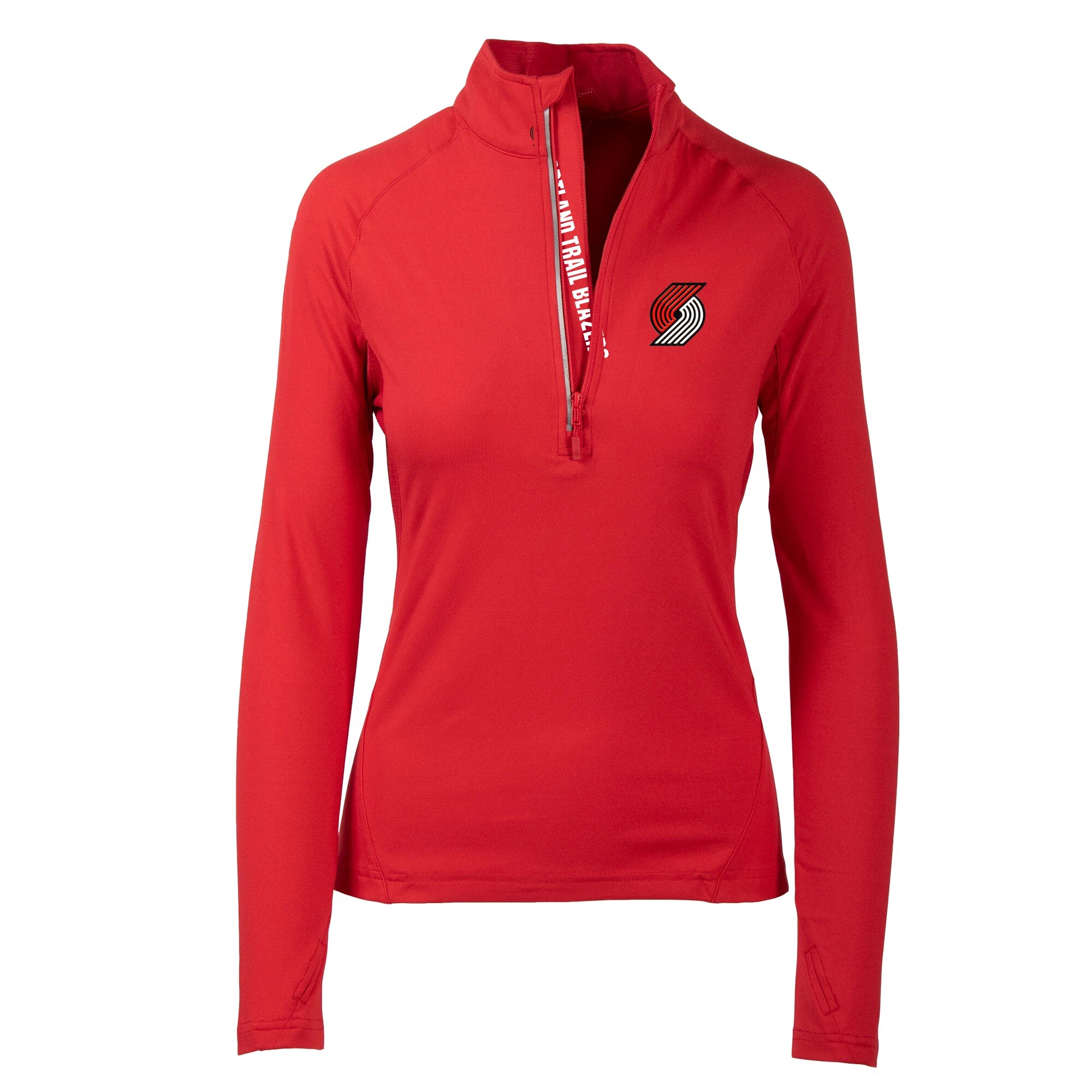 Women's Levelwear Red Portland Trail Blazers Energy Icon Mantra Half-Zip Pullover Top