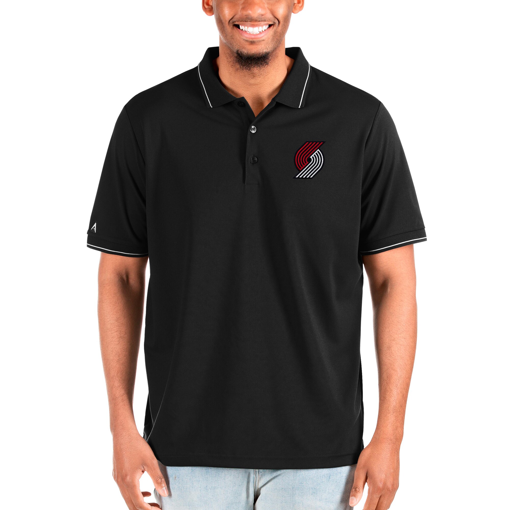 Men's Antigua Black Portland Trail Blazers Big & Tall Affluent Polo