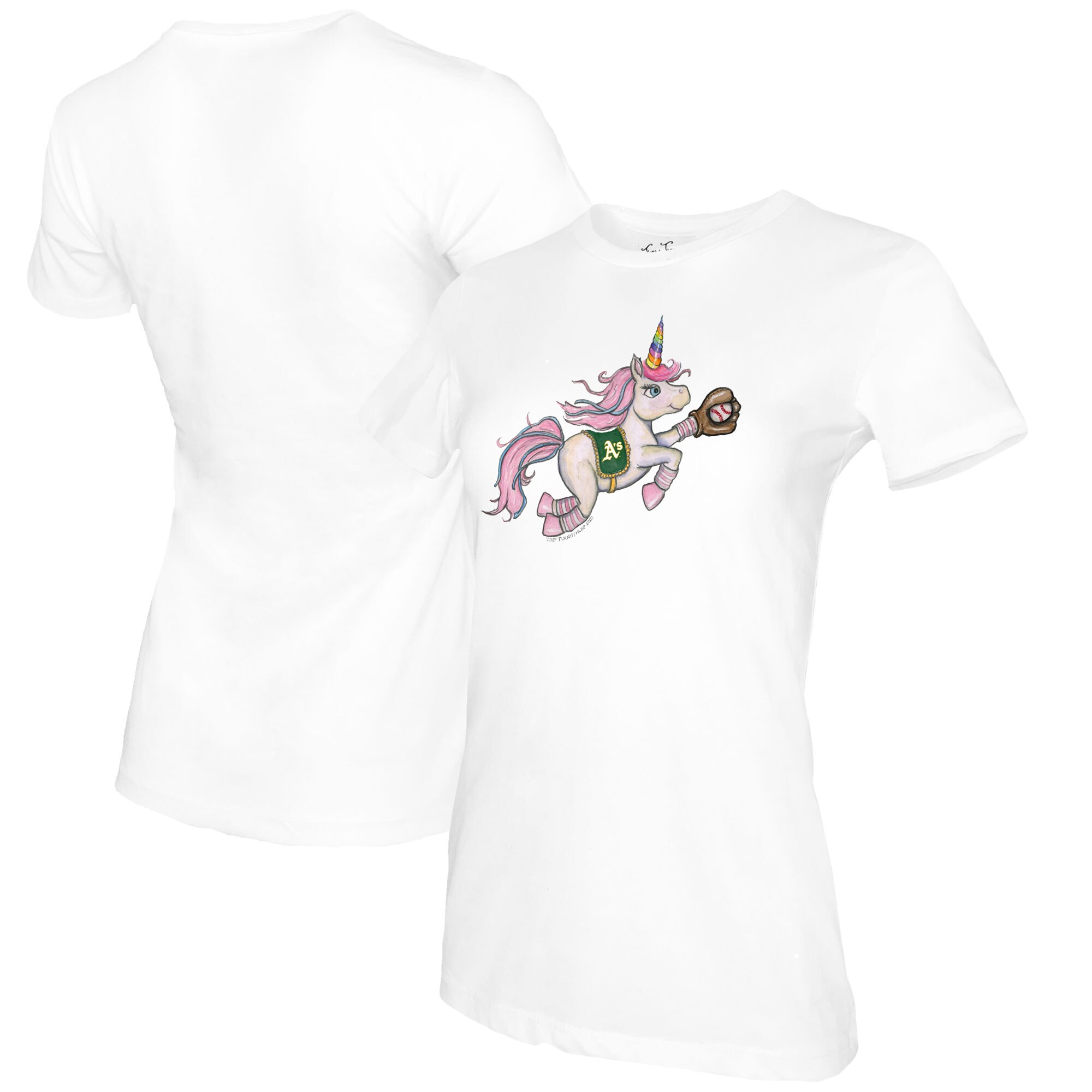 Women's Tiny Turnip White Oakland Athletics Unicorn T-Shirt