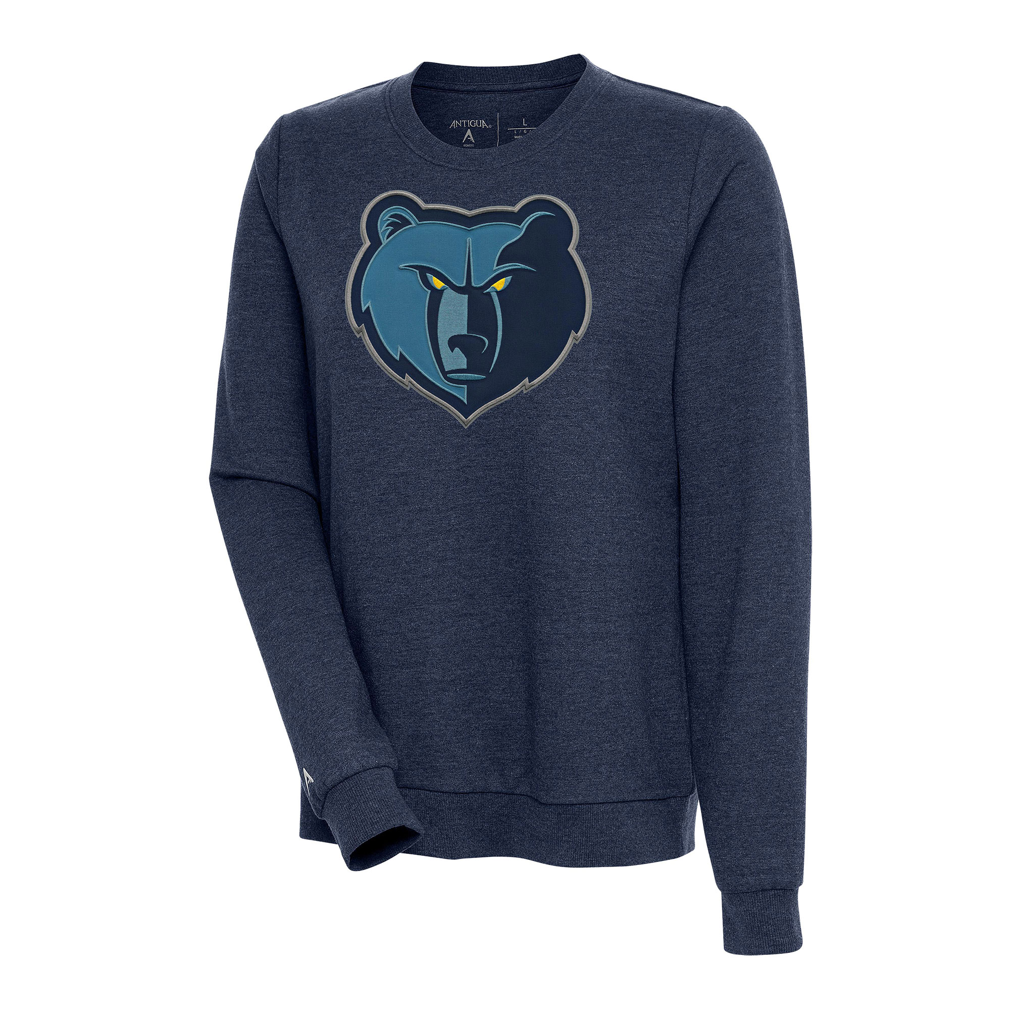 Women's Antigua Heather Navy Memphis Grizzlies Action Pullover Sweatshirt