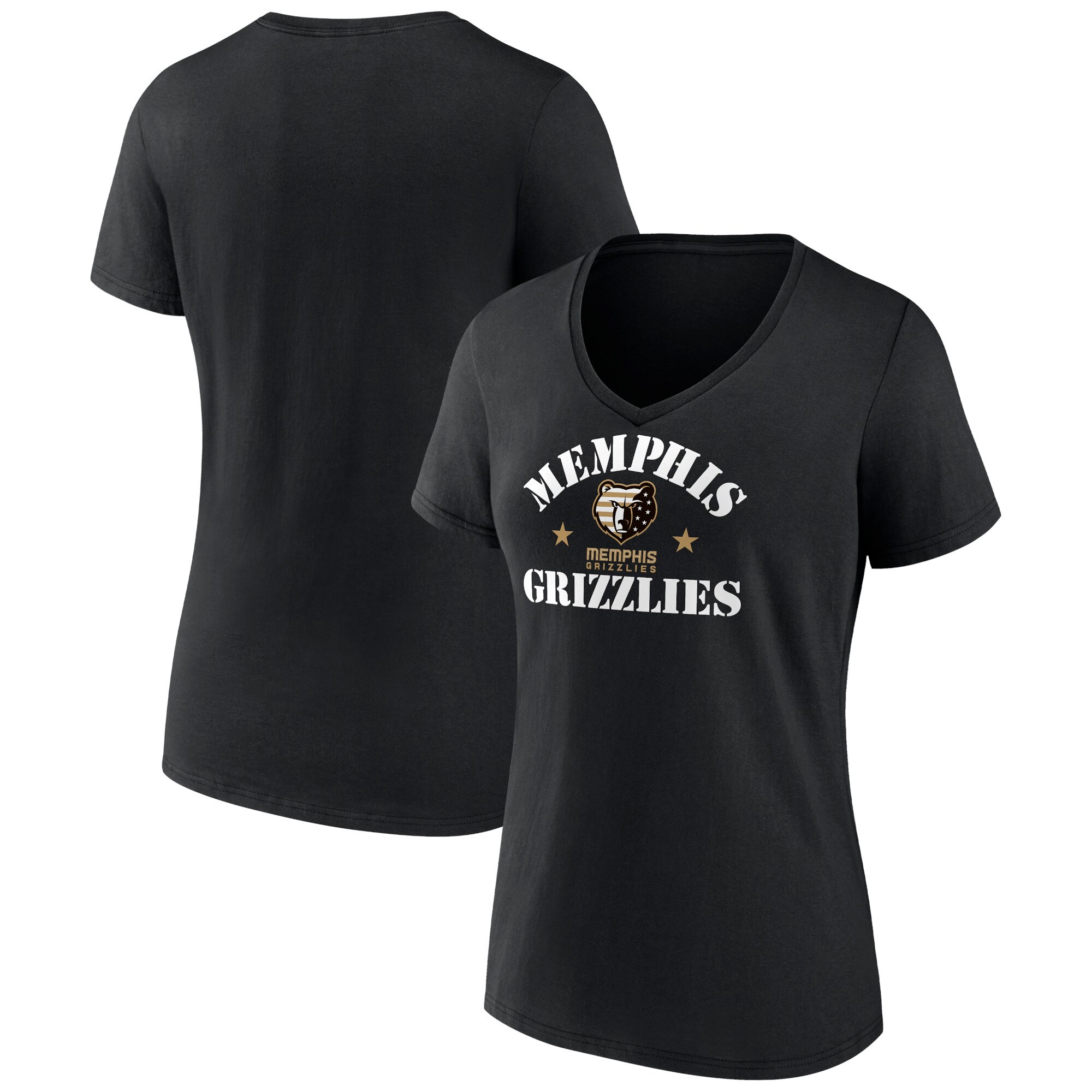 Women's Fanatics Branded Black Memphis Grizzlies 2022 Hoops For Troops Training V-Neck T-Shirt