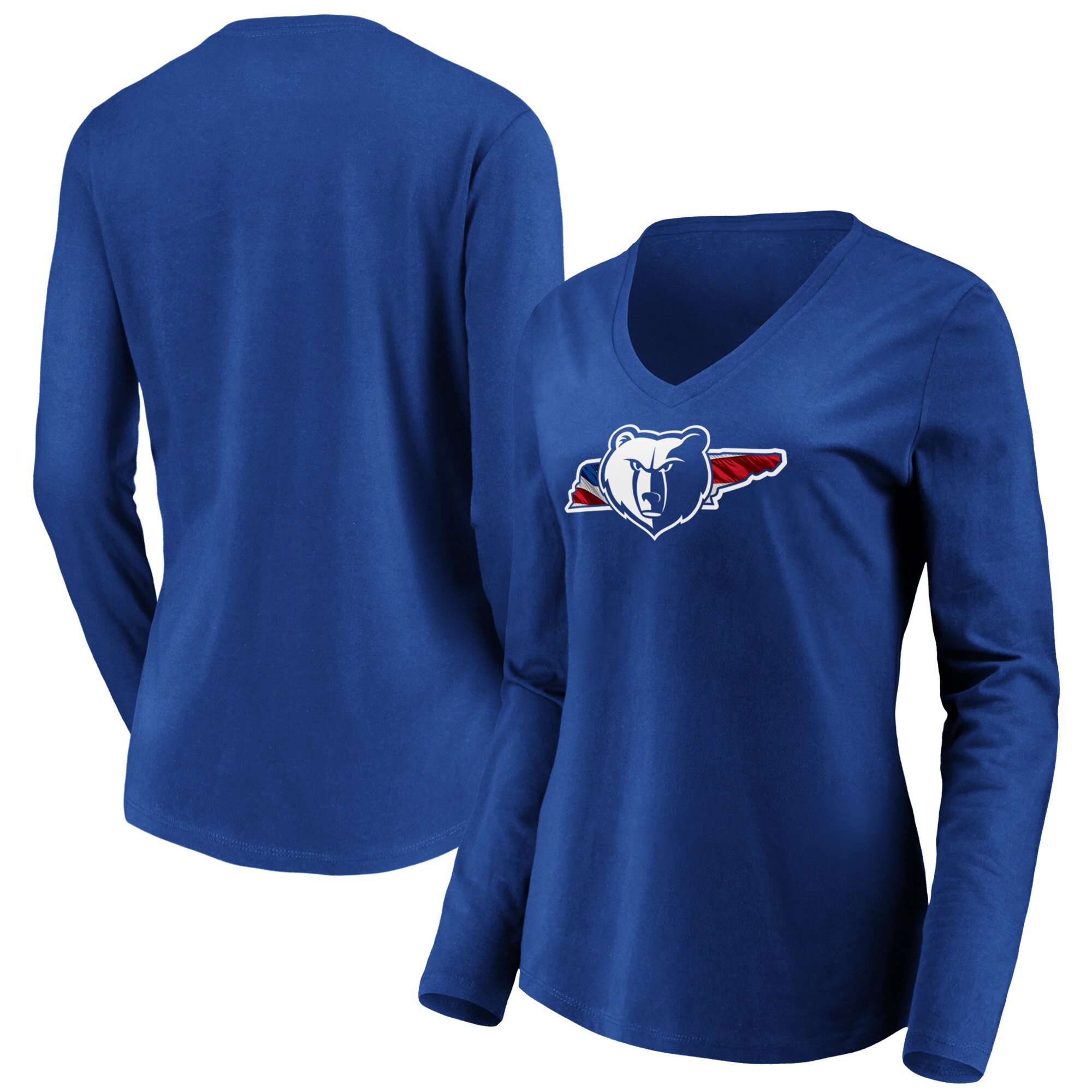 Women's Fanatics Branded Royal Memphis Grizzlies Banner State Long Sleeve V-Neck T-Shirt