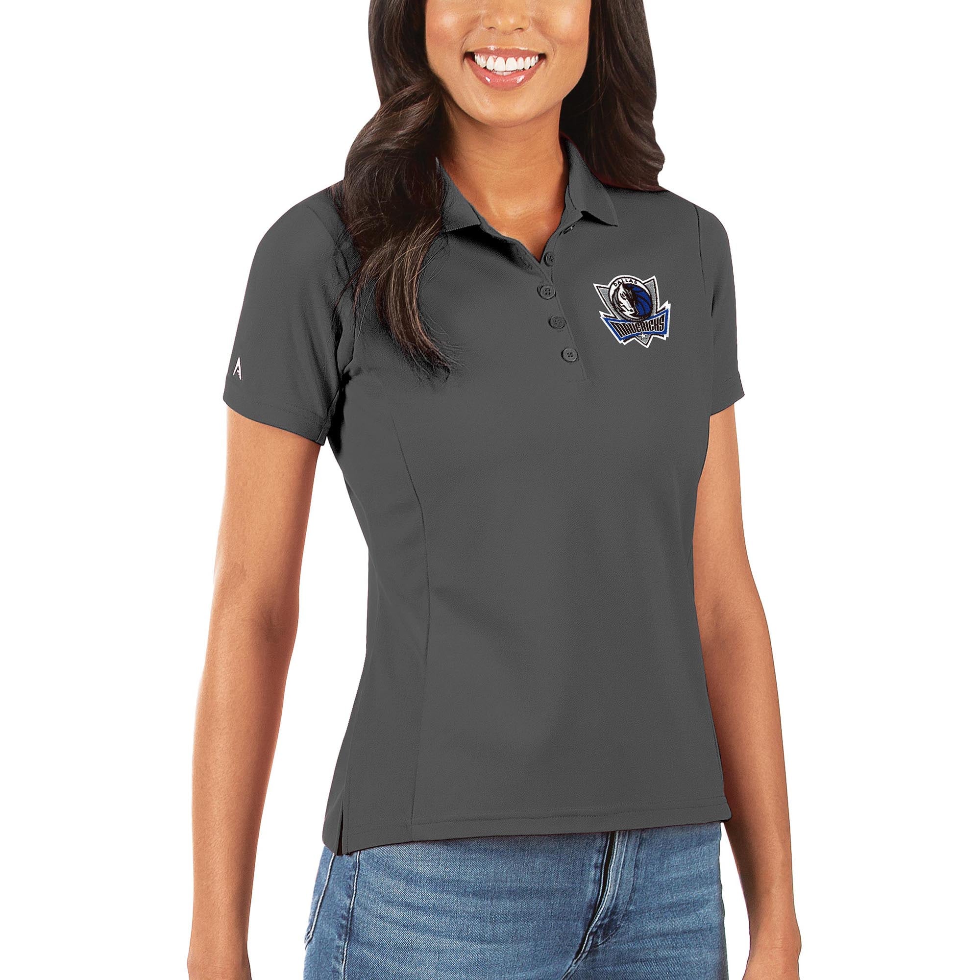 Women's Antigua Gray Dallas Mavericks Legacy Pique Polo