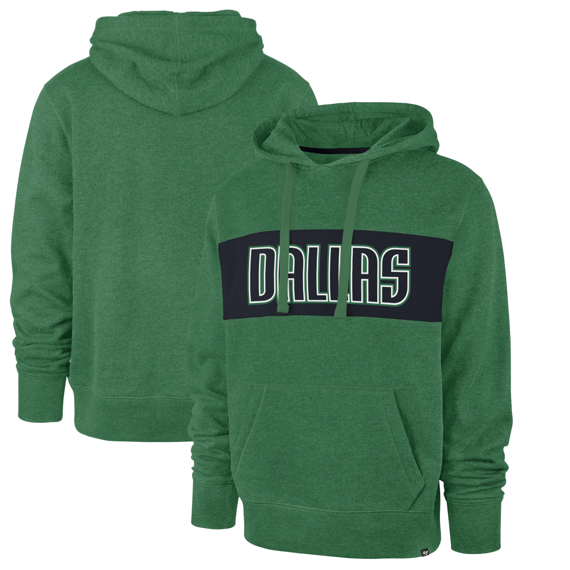 Men's '47 Green Dallas Mavericks 2021/22 City Edition Wordmark Chest Pass Pullover Hoodie