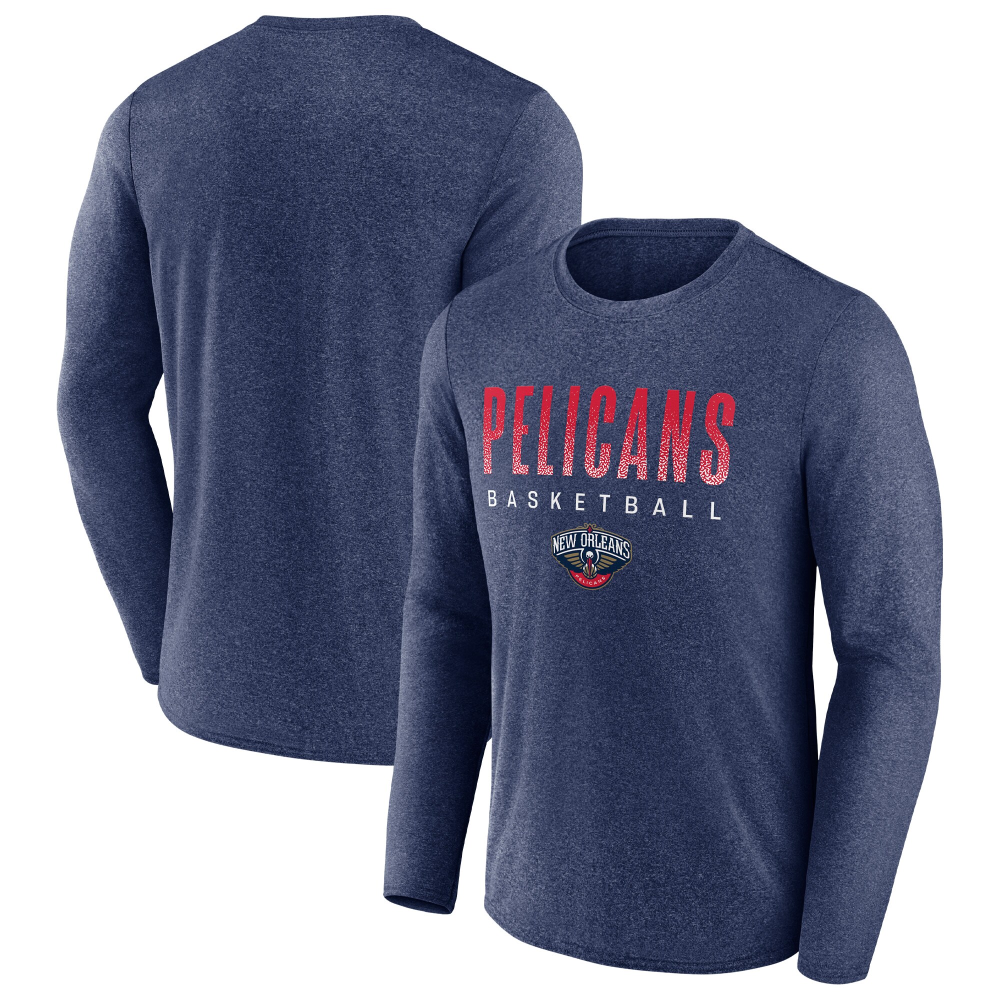 Men's Fanatics Branded Heathered Navy New Orleans Pelicans Where Legends Play Iconic Practice Long Sleeve T-Shirt