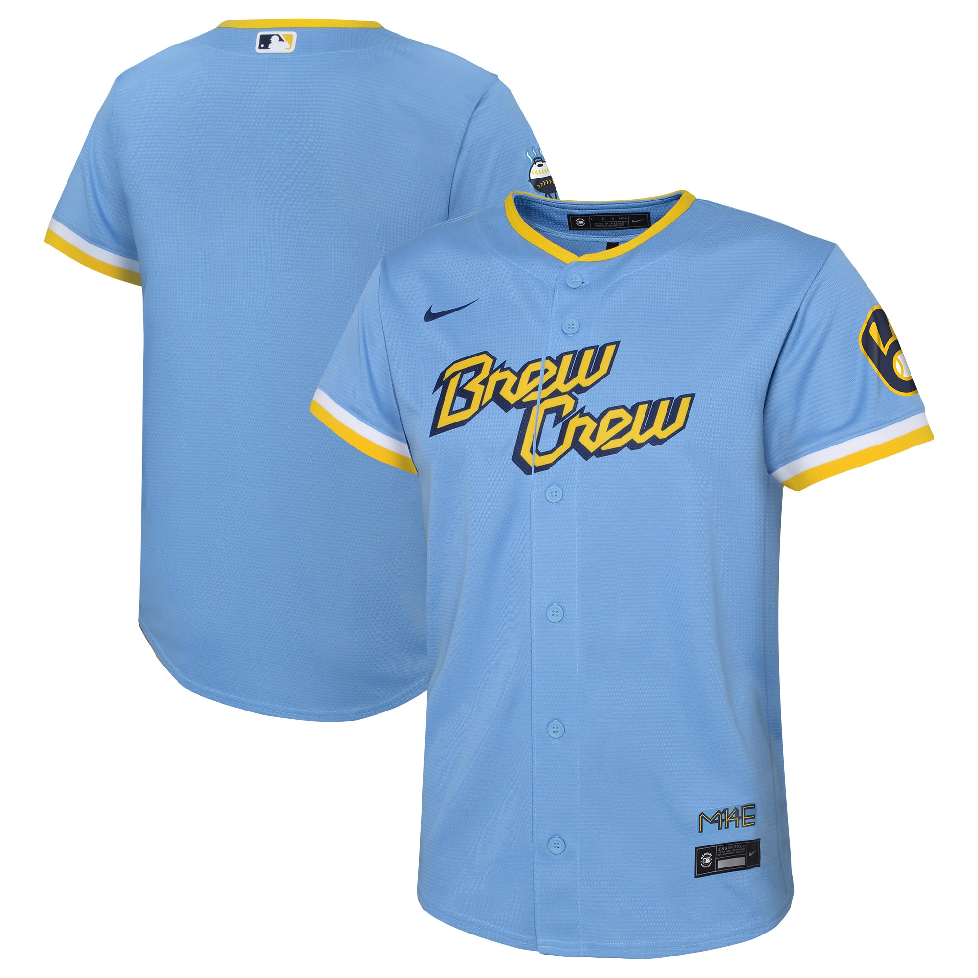 Preschool Nike Powder Blue Milwaukee Brewers 2022 City Connect Replica Team Jersey