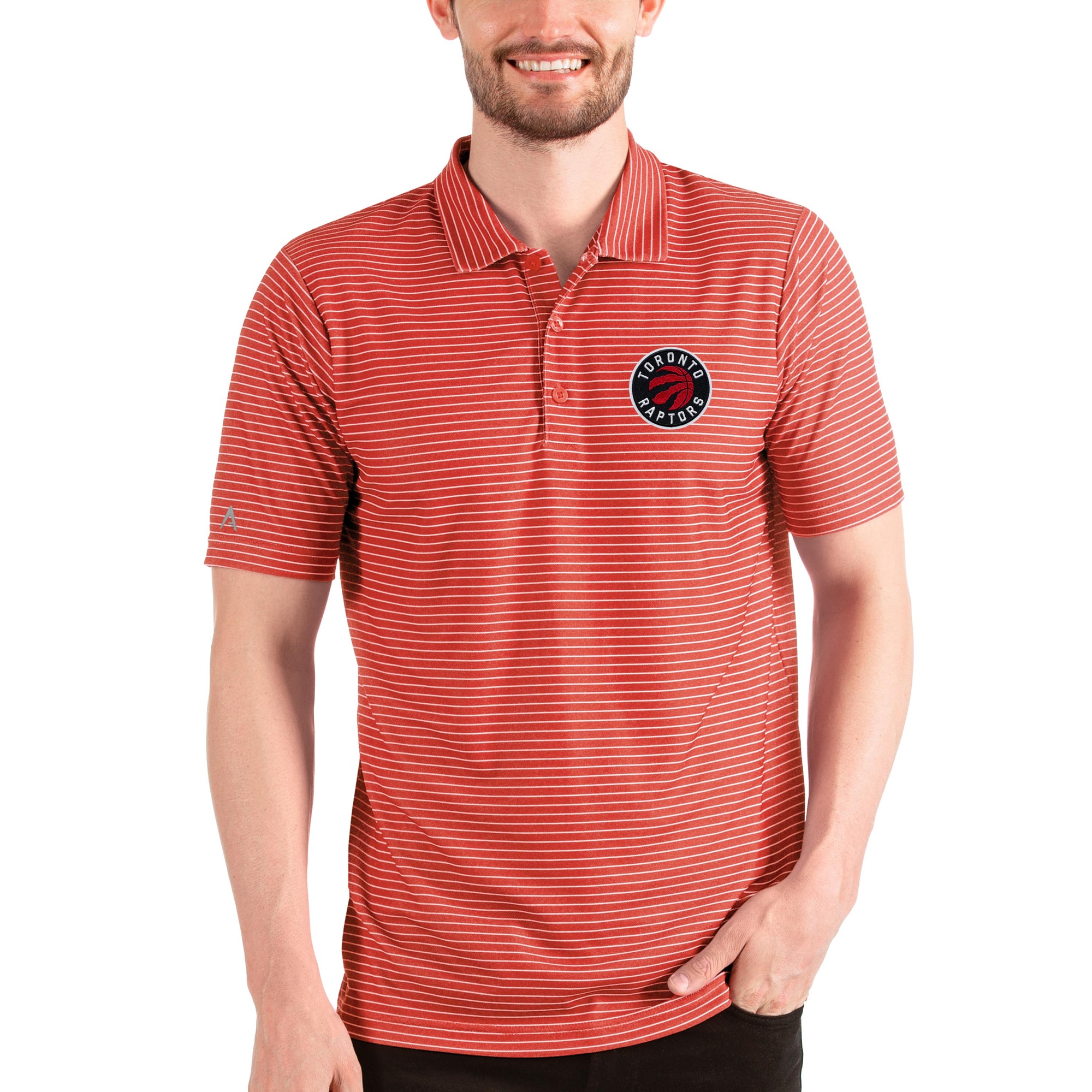 Men's Antigua Red/White Toronto Raptors Esteem Polo