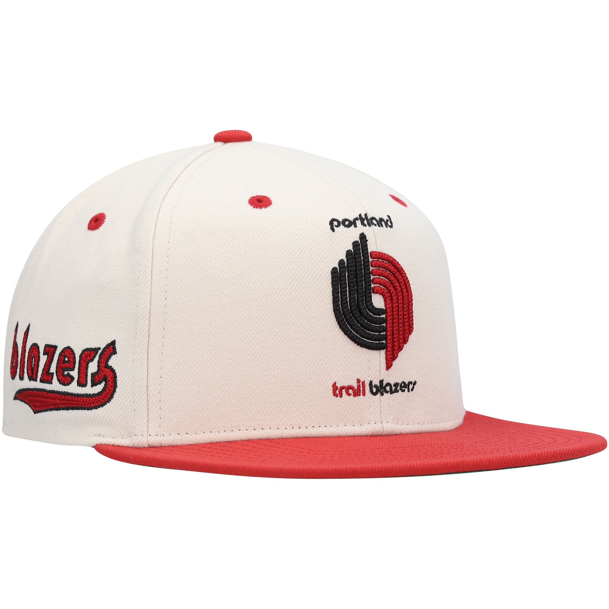 Men's Mitchell & Ness Cream/Red Portland Trail Blazers Hardwood Classics 2-Tone Chain-Stitch Snapback Hat
