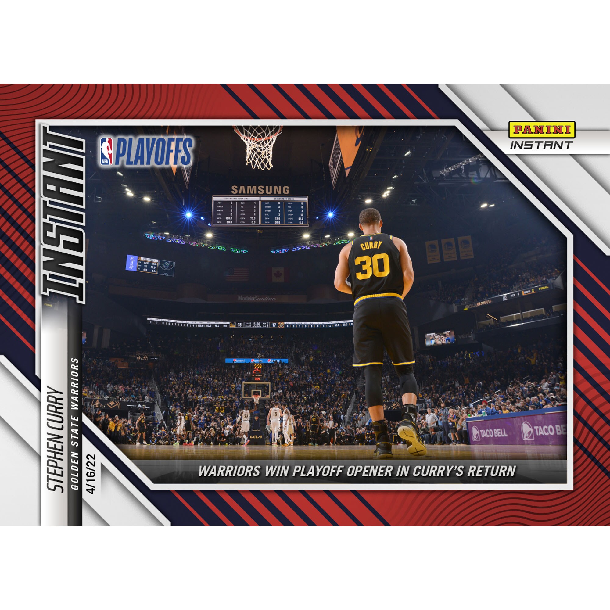 Stephen Curry Golden State Warriors Fanatics Exclusive Parallel Panini Instant Warriors Get Opening Round Win In Curry's Return Single Trading Card - Limited Edition of 99
