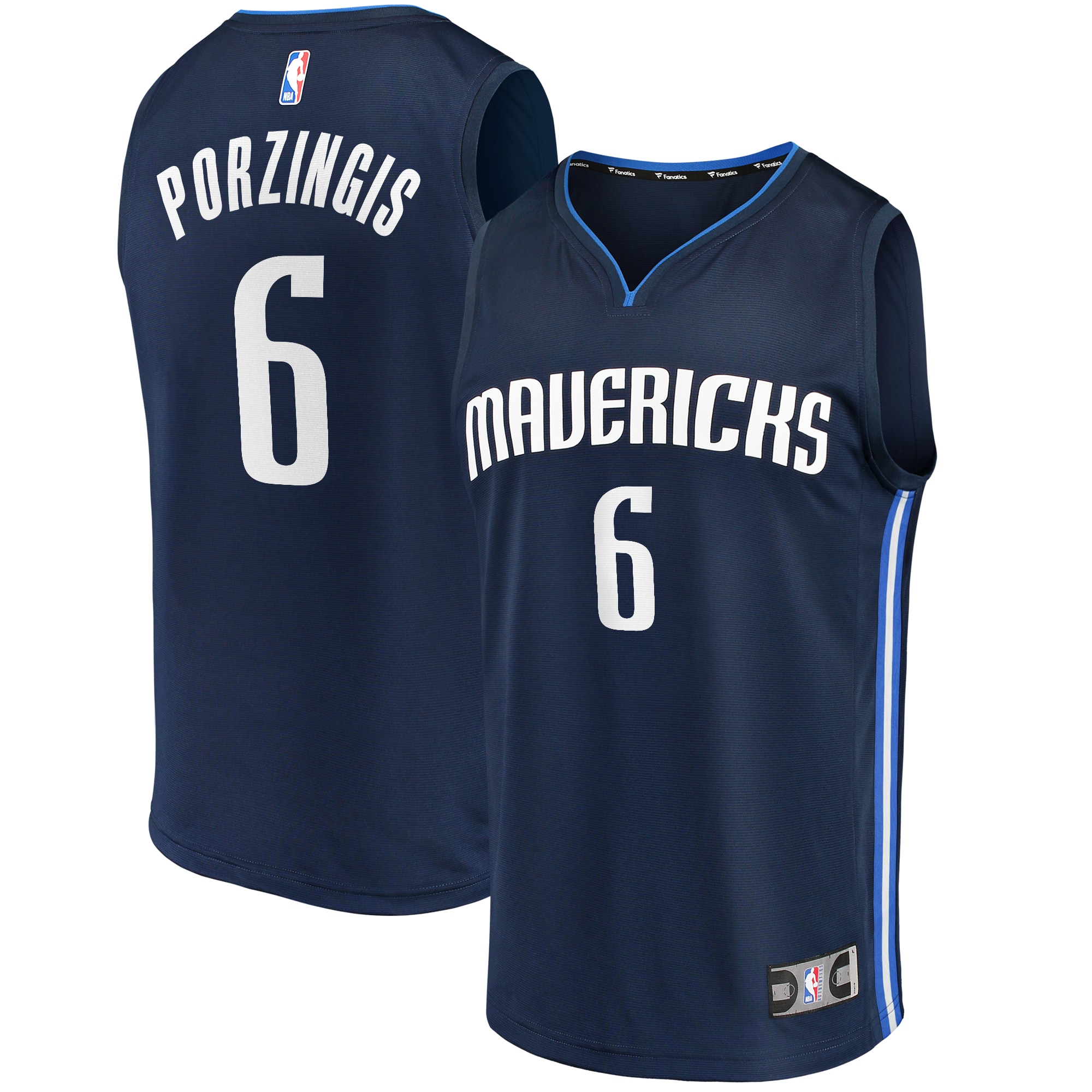 Men's Fanatics Branded Kristaps Porzingis Navy Dallas Mavericks Fast Break Team Replica Jersey - Statement Edition